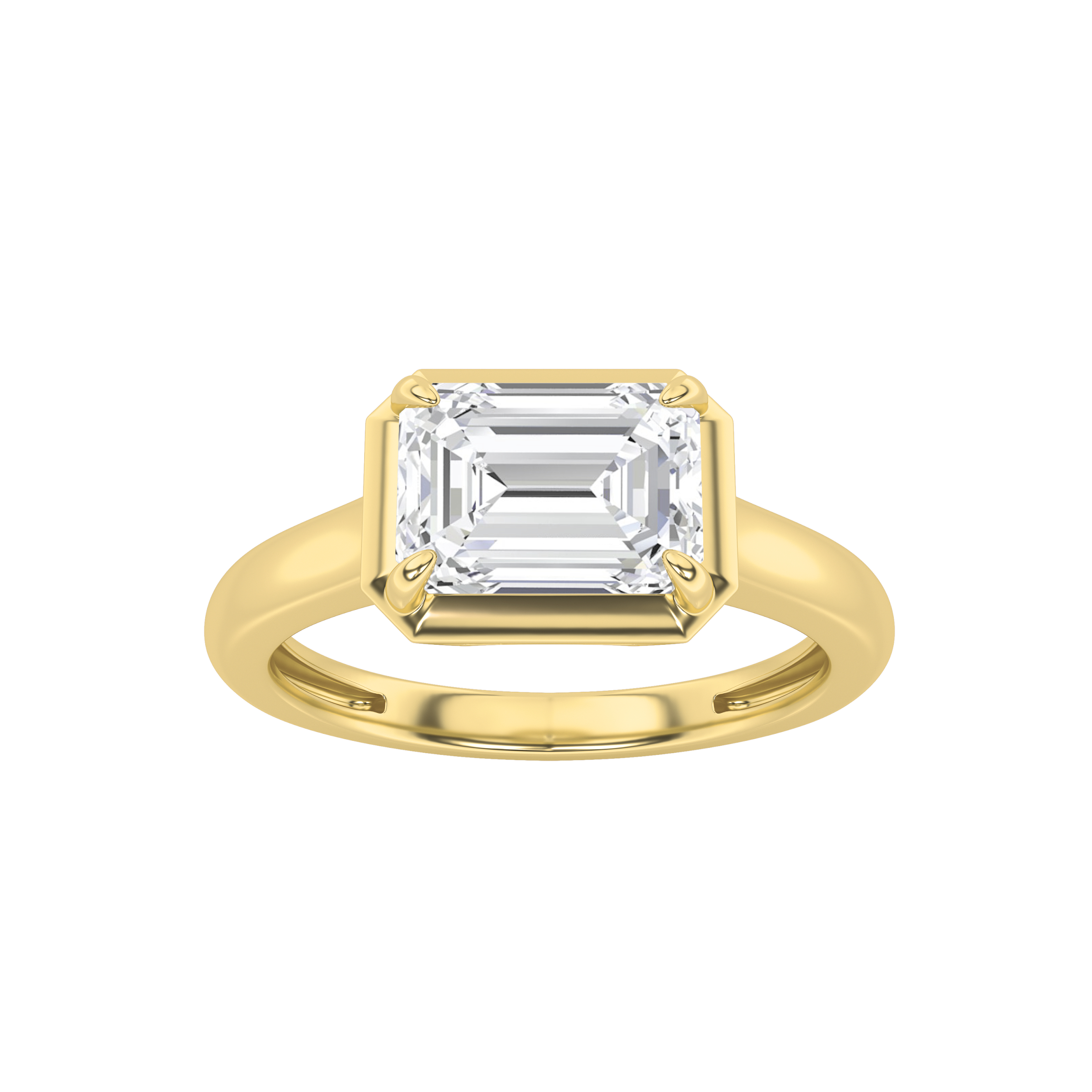 1.50 CT Emerald Diamond Ring in 14K Yellow Gold
