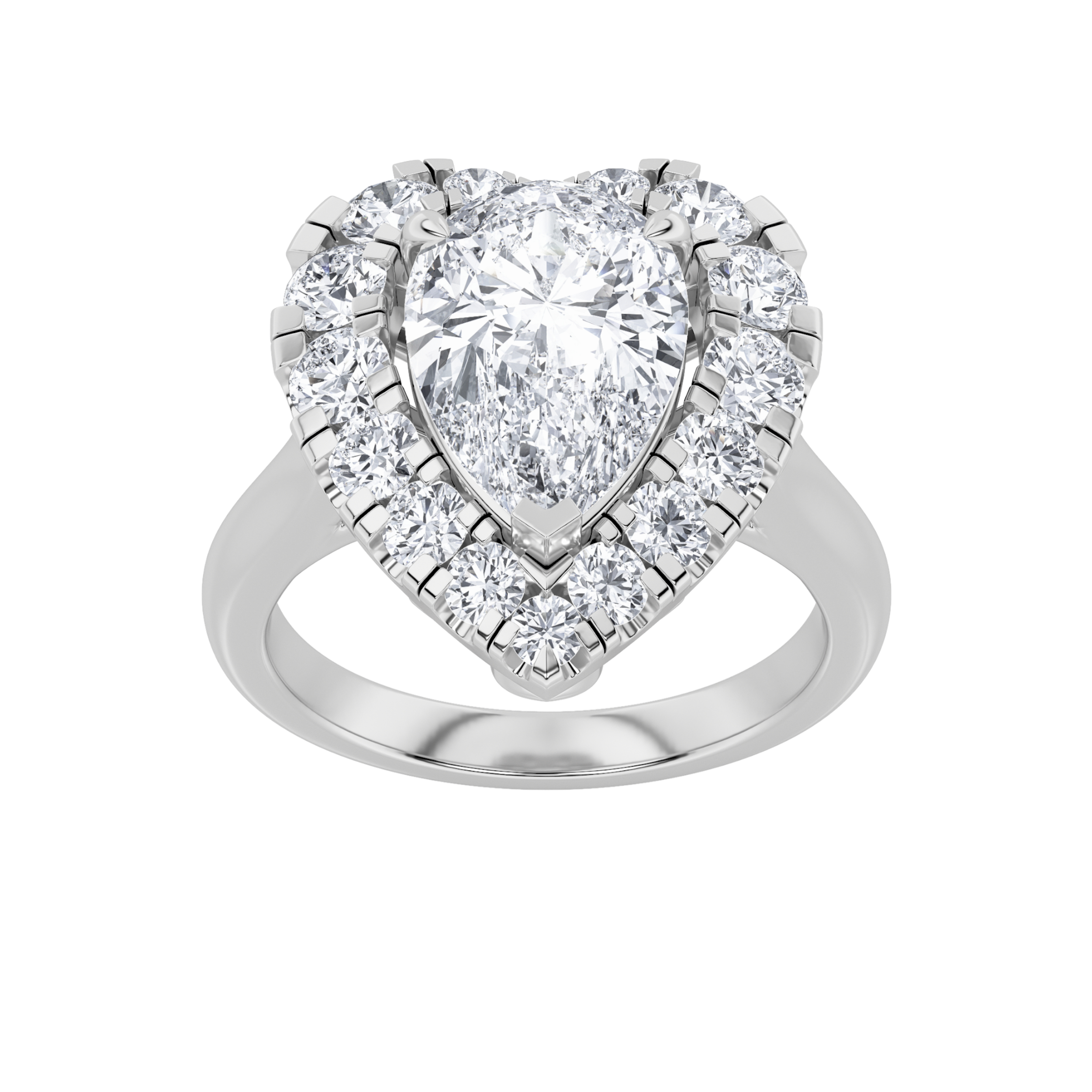 3.00 CT Pear Diamond Ring in 14K White Gold