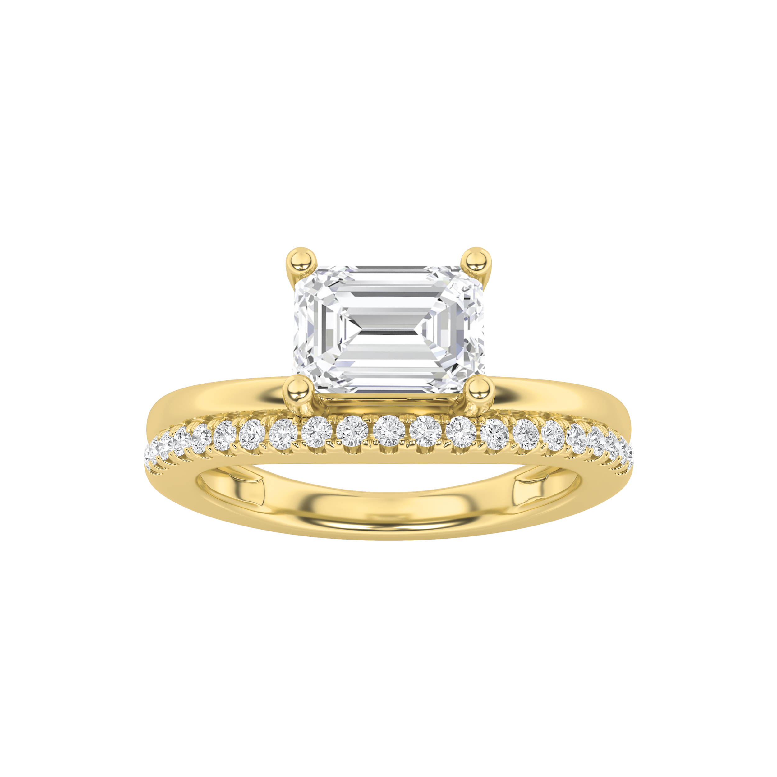 1.50 CT Emerald Diamond Ring in 14K Yellow Gold