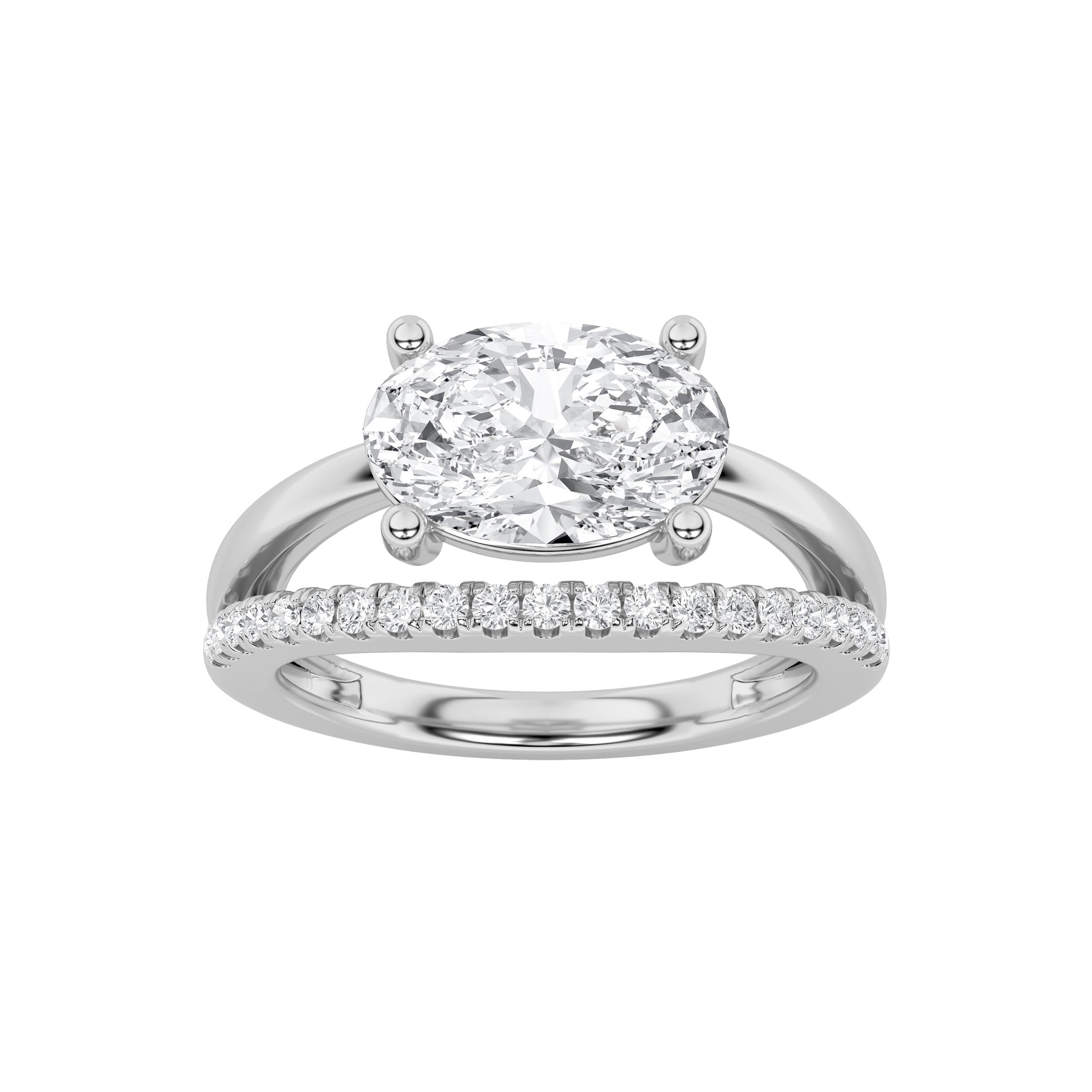 2.00 CT Oval Diamond Ring in 14K White Gold
