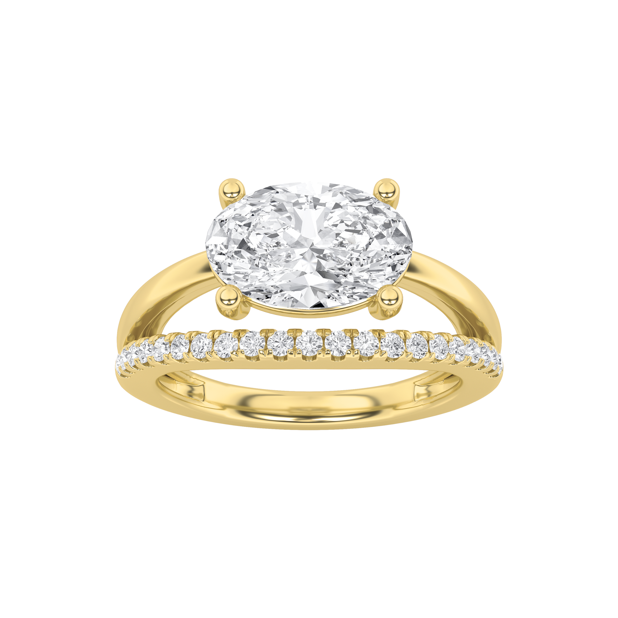 2.00 CT Oval Diamond Ring in 14K Yellow Gold