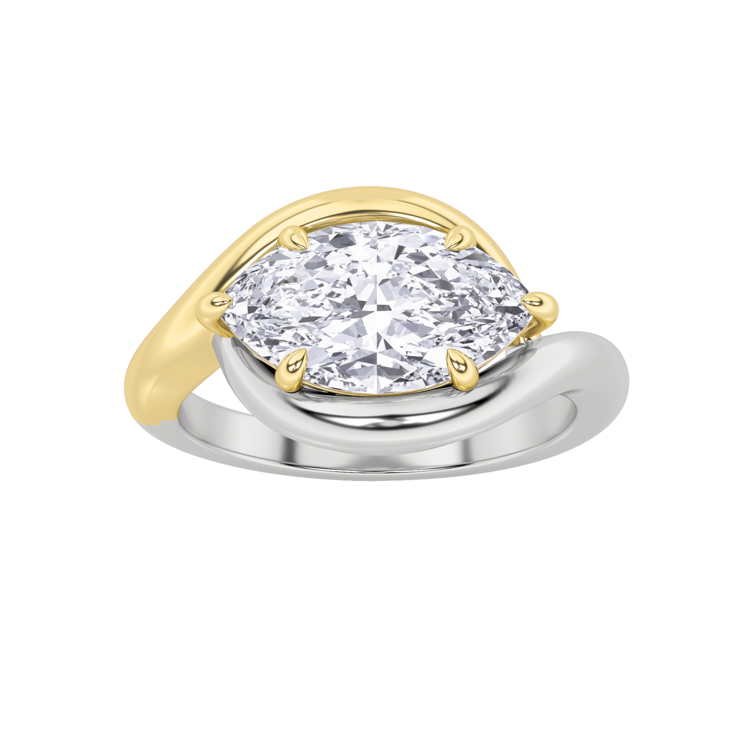 2.00 CT Marquise Diamond Ring in 14K White Gold|14K Yellow Gold
