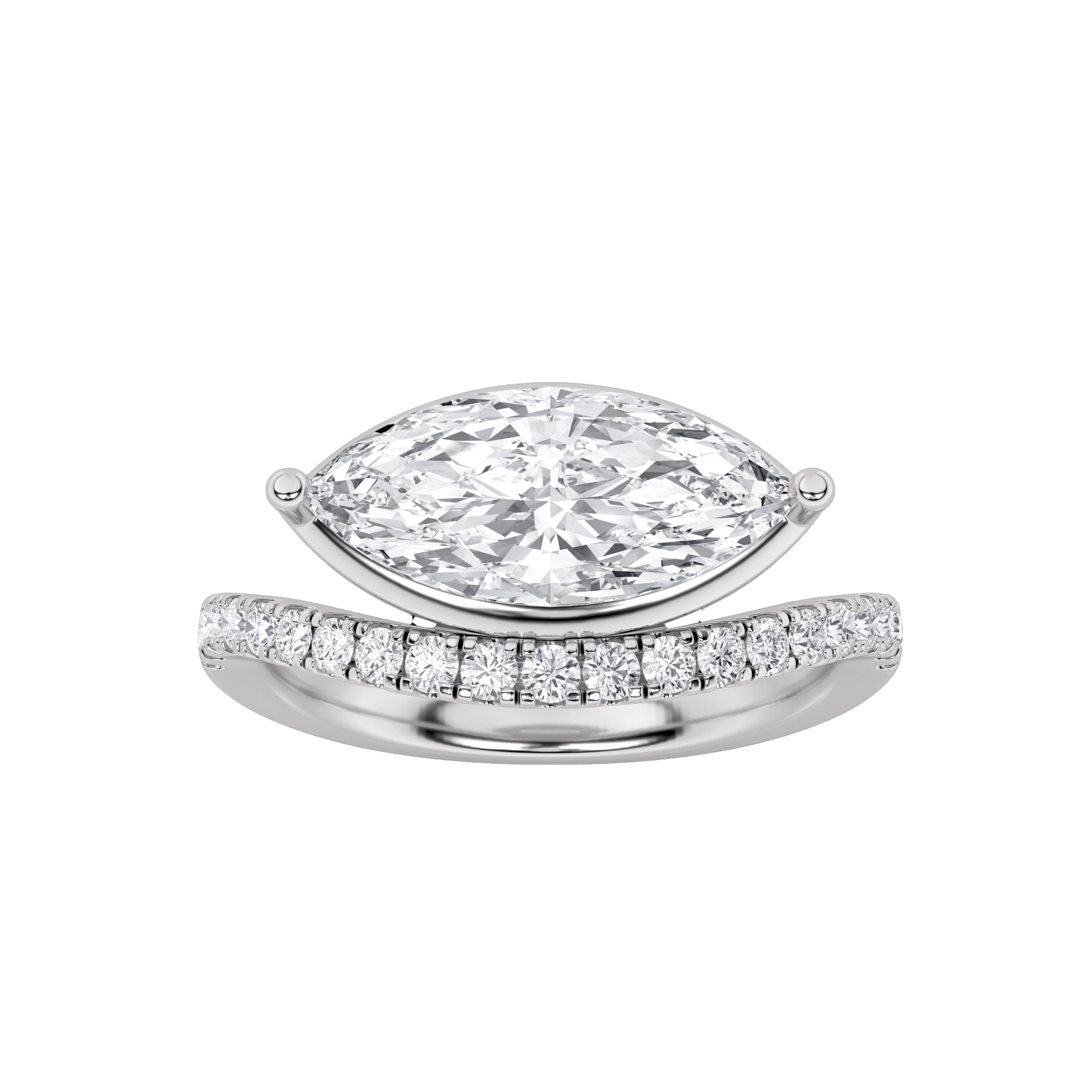 2.00 CT Marquise Diamond Ring in 14K White Gold