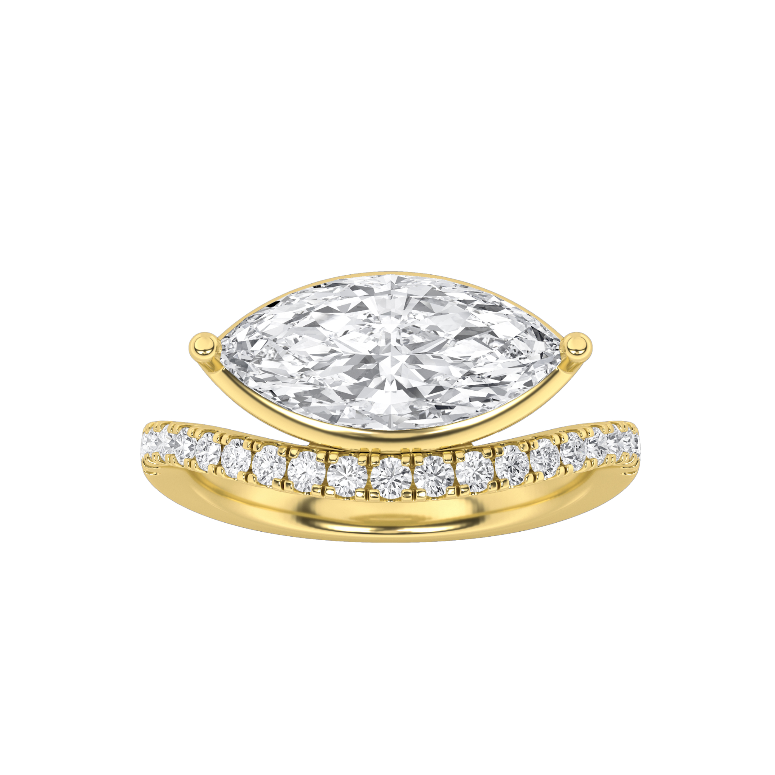 2.00 CT Marquise Diamond Ring in 14K Yellow Gold
