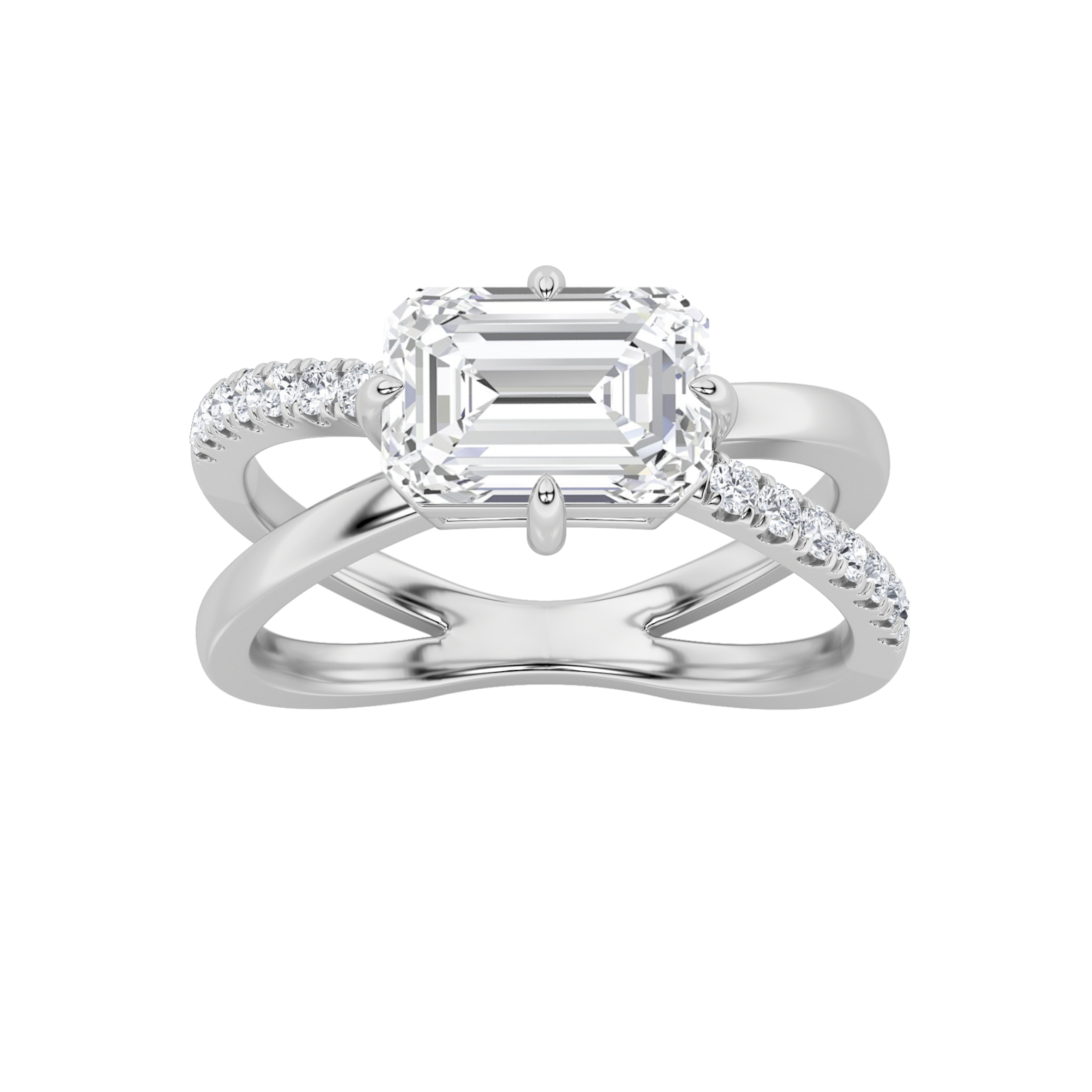 2.00 CT Emerald Diamond Ring in 14K White Gold