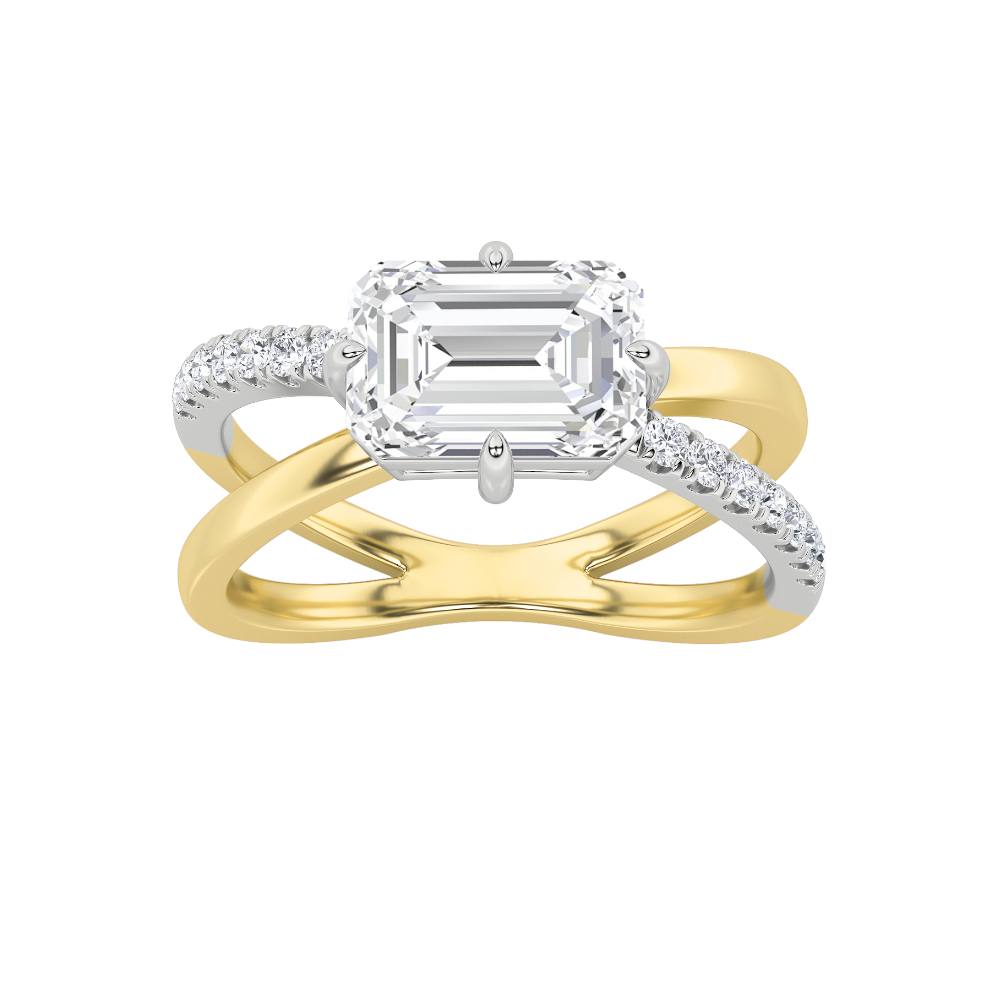 2.00 CT Emerald Diamond Ring in 14K Yellow Gold