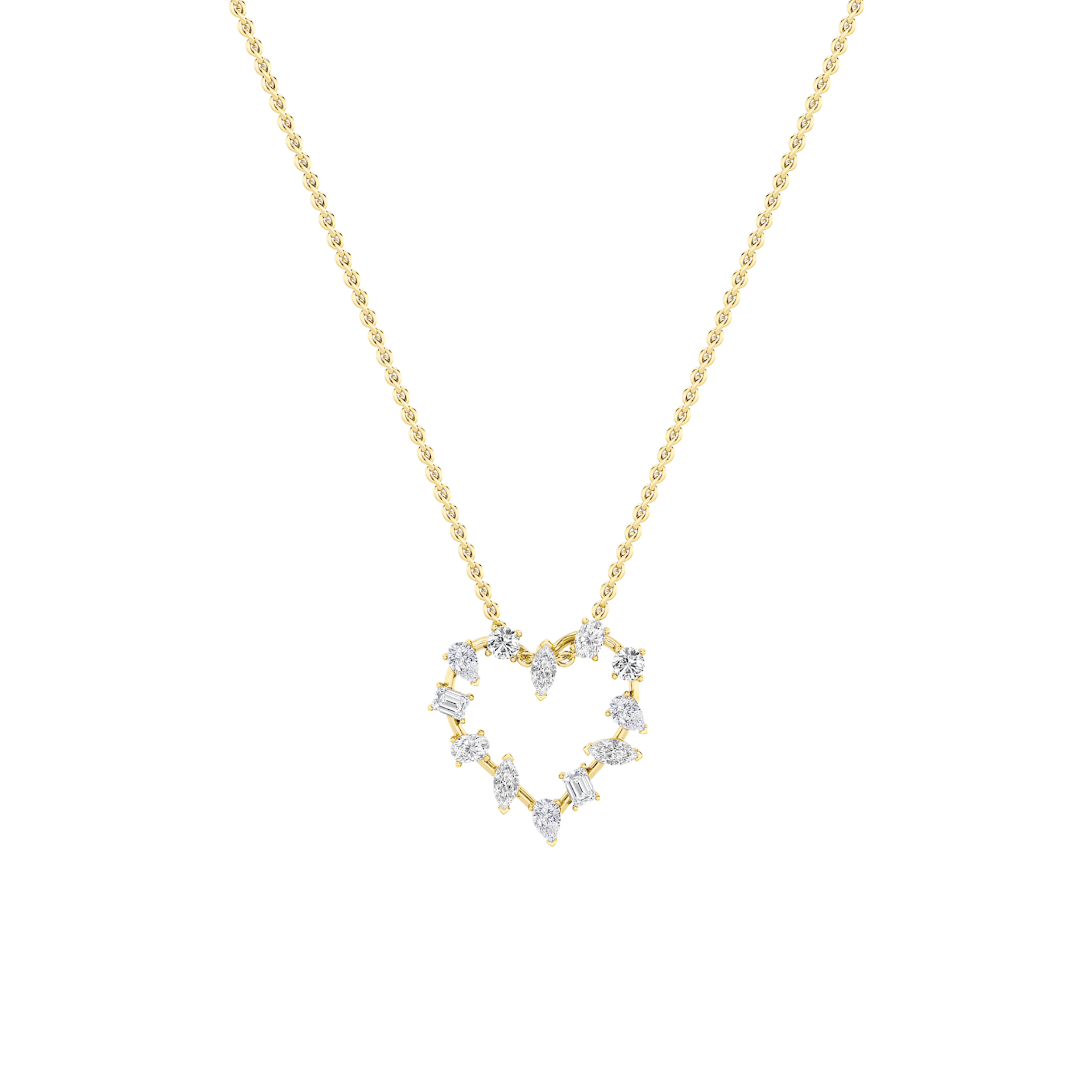 2.50 CT Emerald Diamond Necklace in 14K Yellow Gold