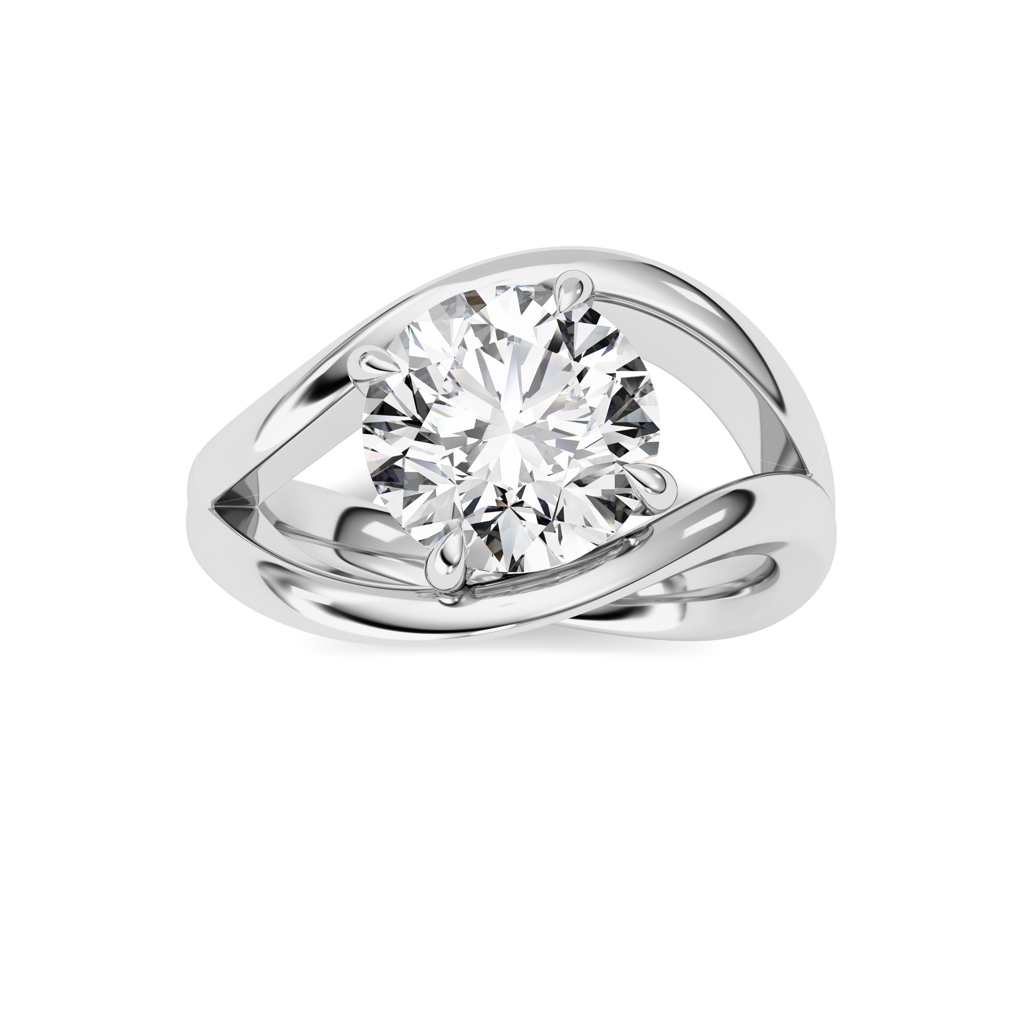 2.00 CT Round Diamond Ring in 14K White Gold
