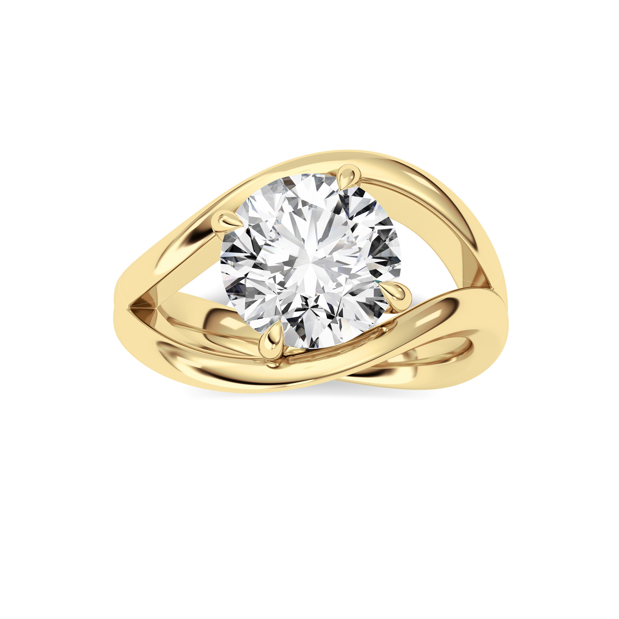 2.00 CT Round Diamond Ring in 14K Yellow Gold