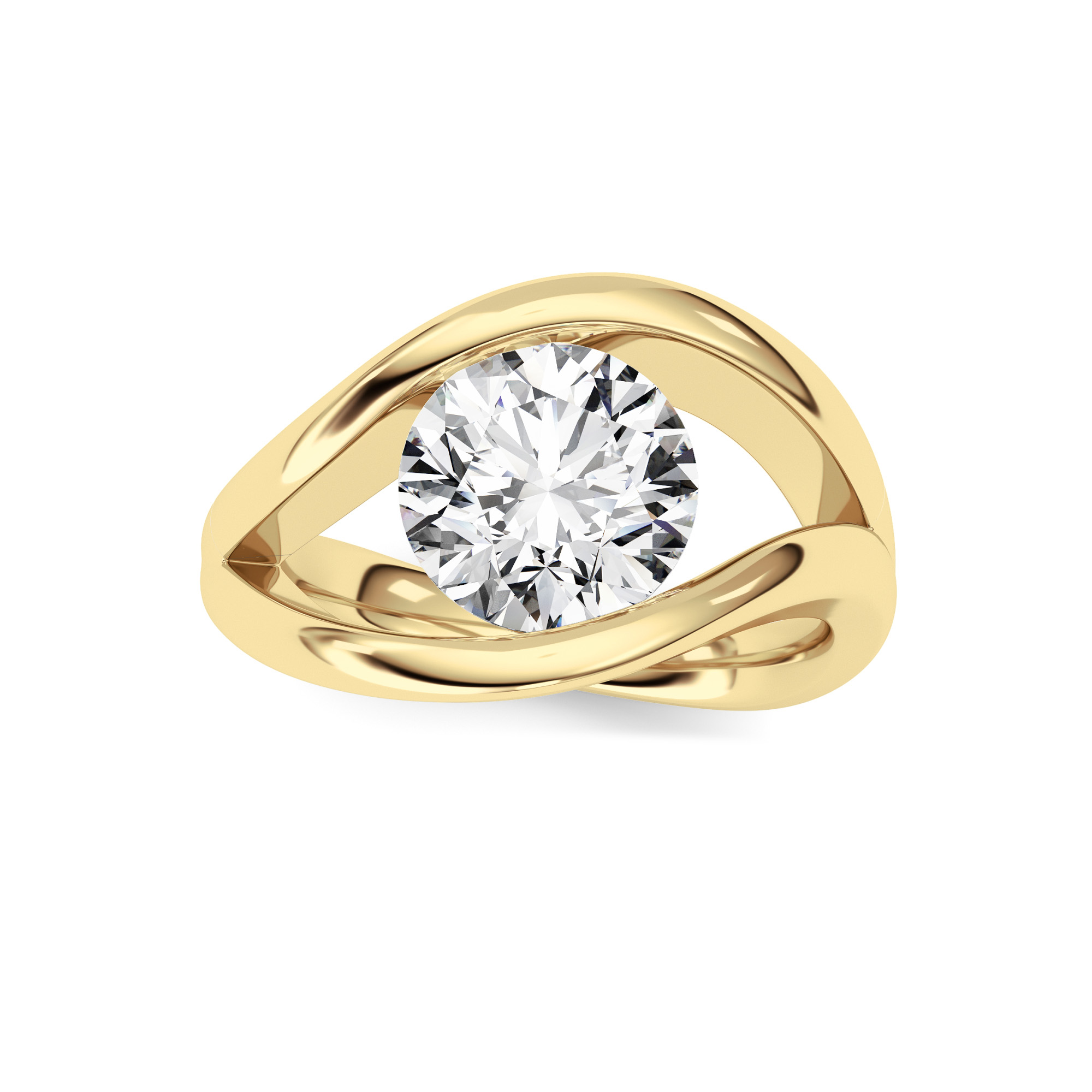 2Cttw Round Shaped Lab Grown Diamond (F/VS) East West Solitaire Fancy Ring in 14K Gold