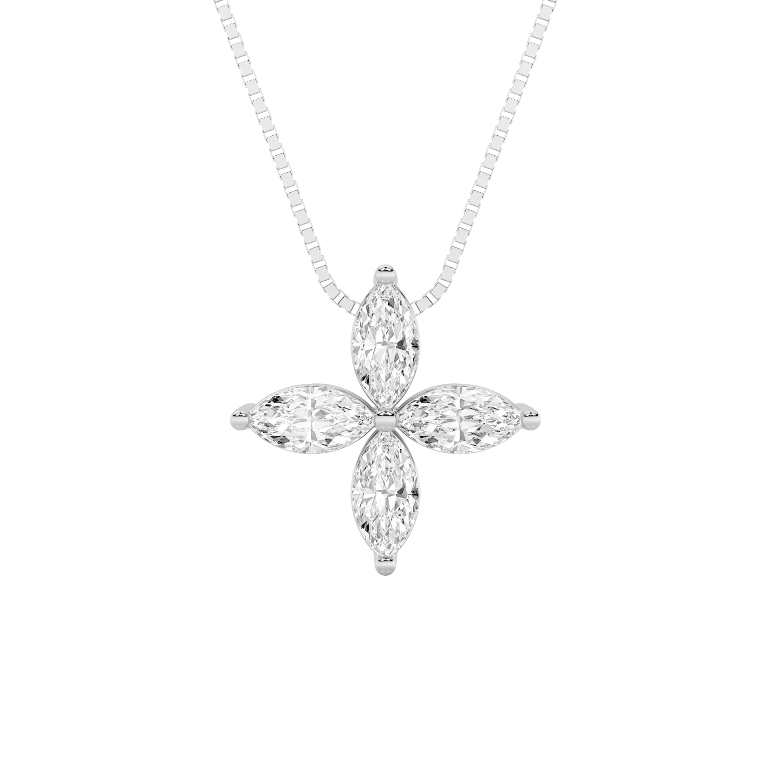 1.00 CT Marquise Diamond Necklace in 14K White Gold