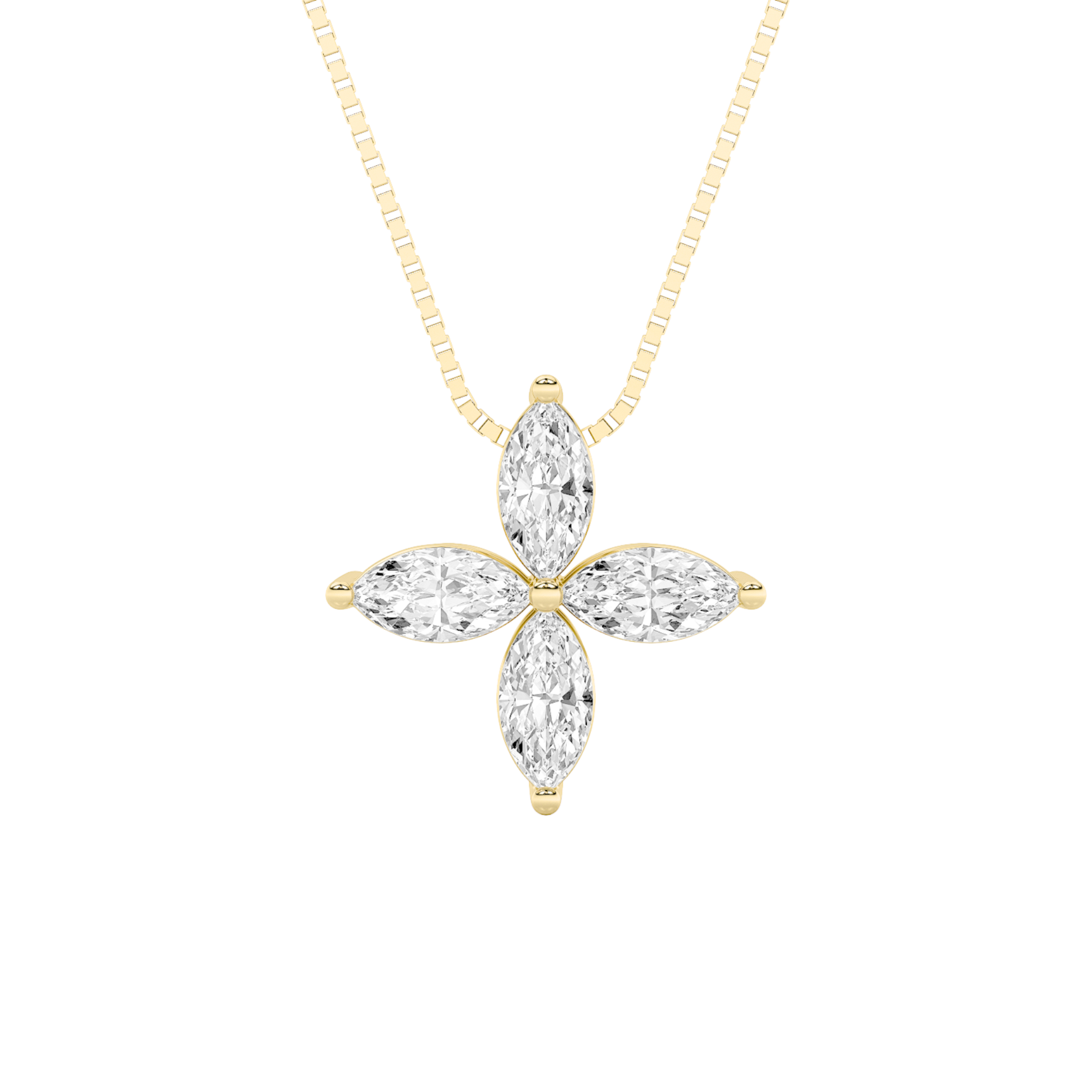 1.00 CT Marquise Diamond Necklace in 14K Yellow Gold