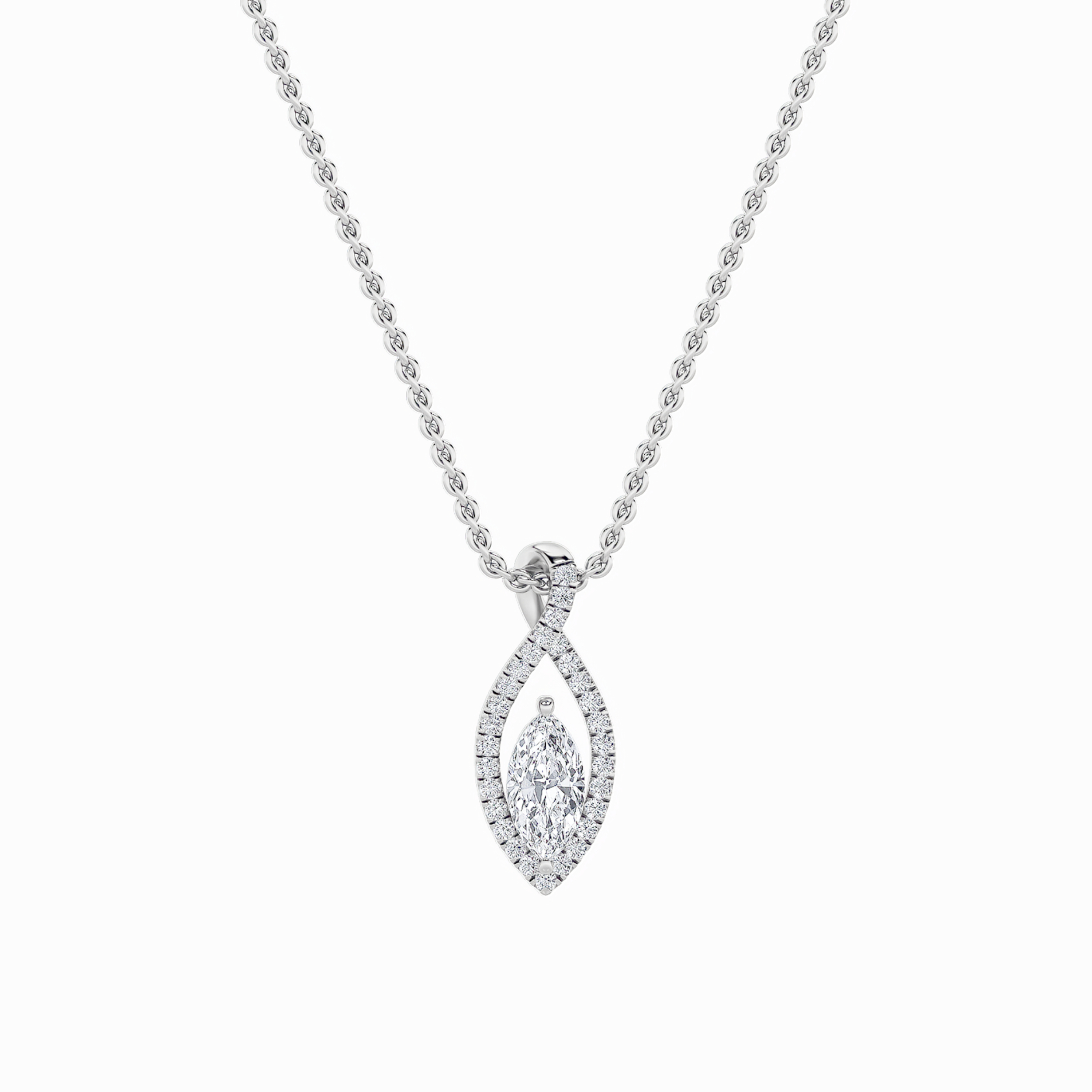 1.25 CT Marquise Diamond Necklace in 14K White Gold