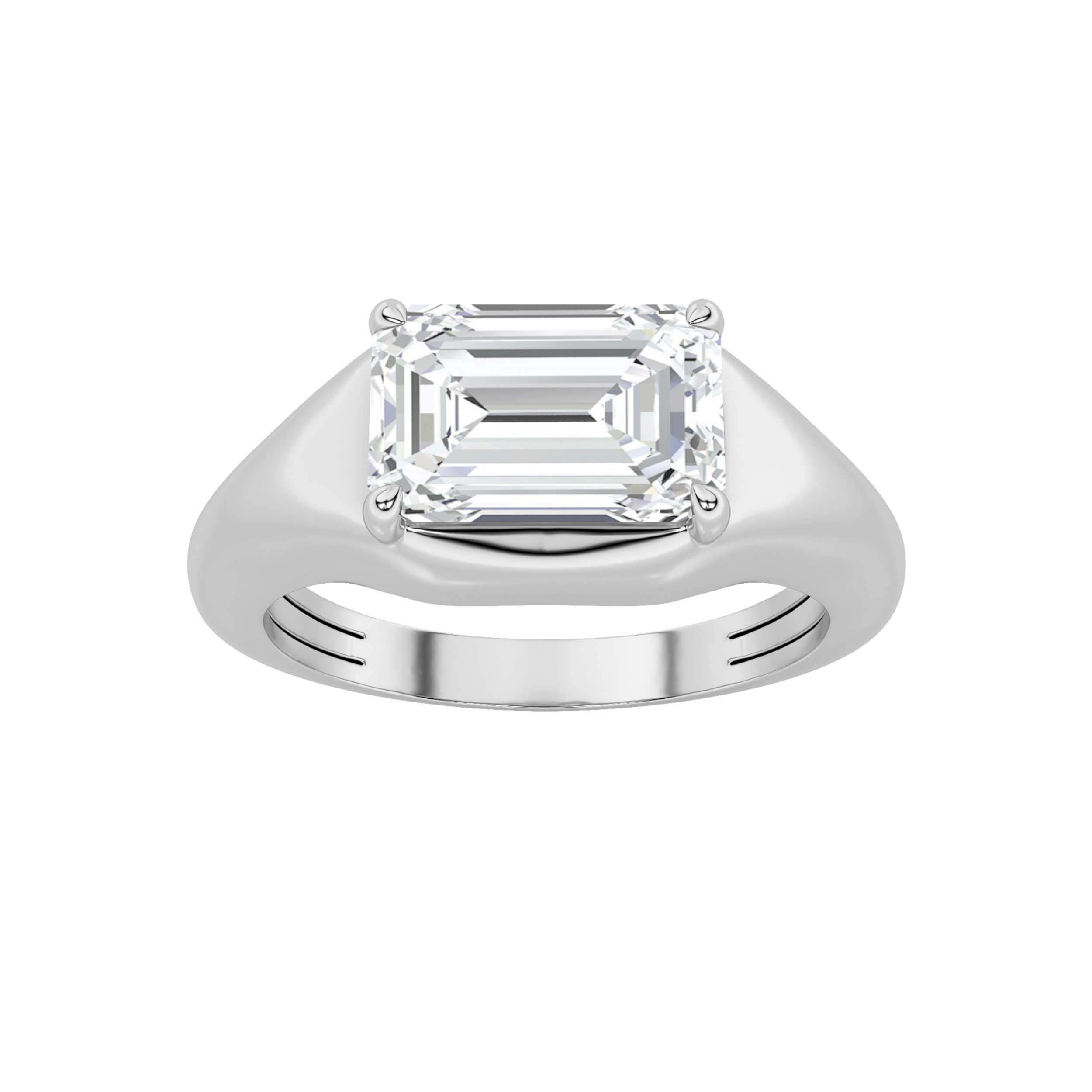 2.00 CT Emerald Diamond Ring in 14K White Gold