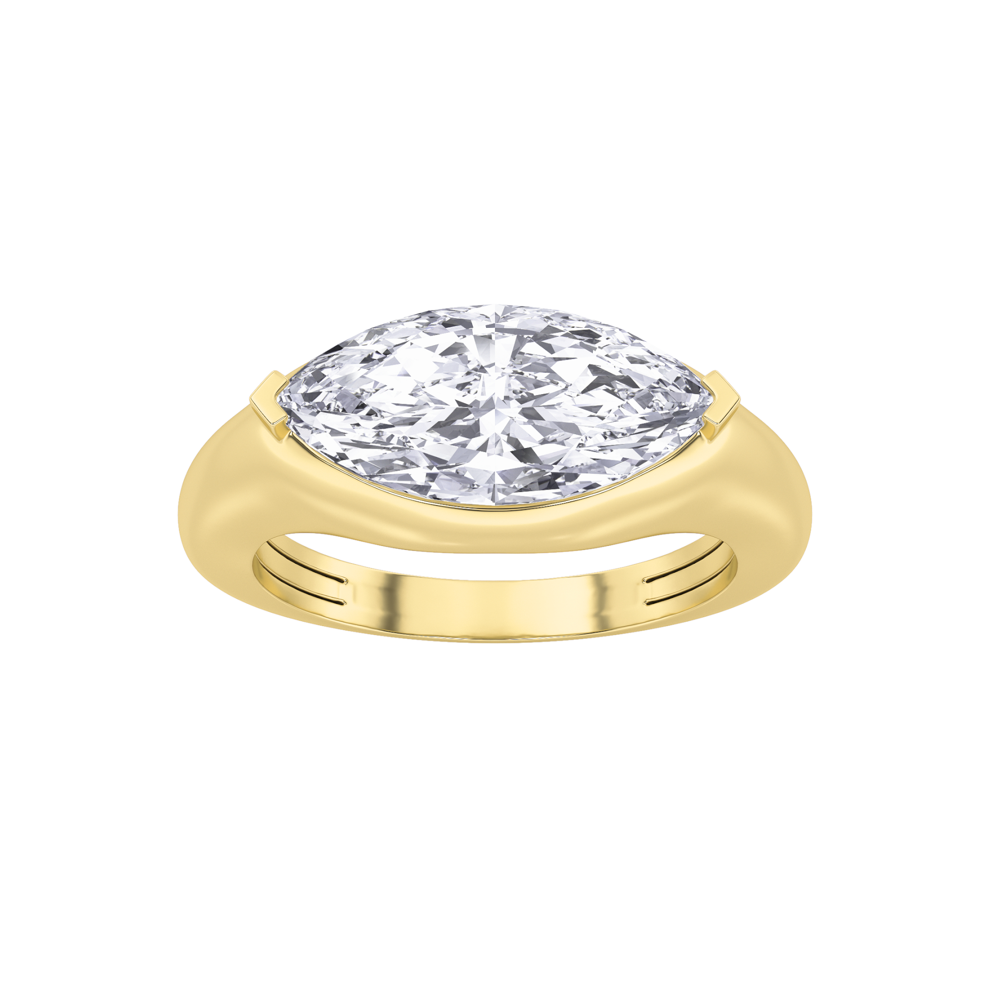2.00 CT Marquise Diamond Ring in 14K Yellow Gold