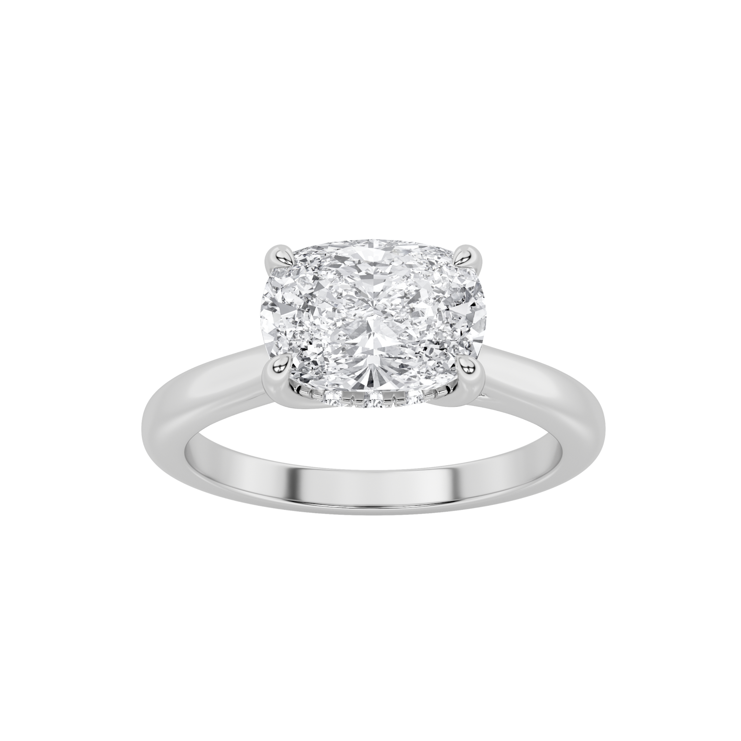 1.50 CT Cushion Diamond Ring in 14K White Gold