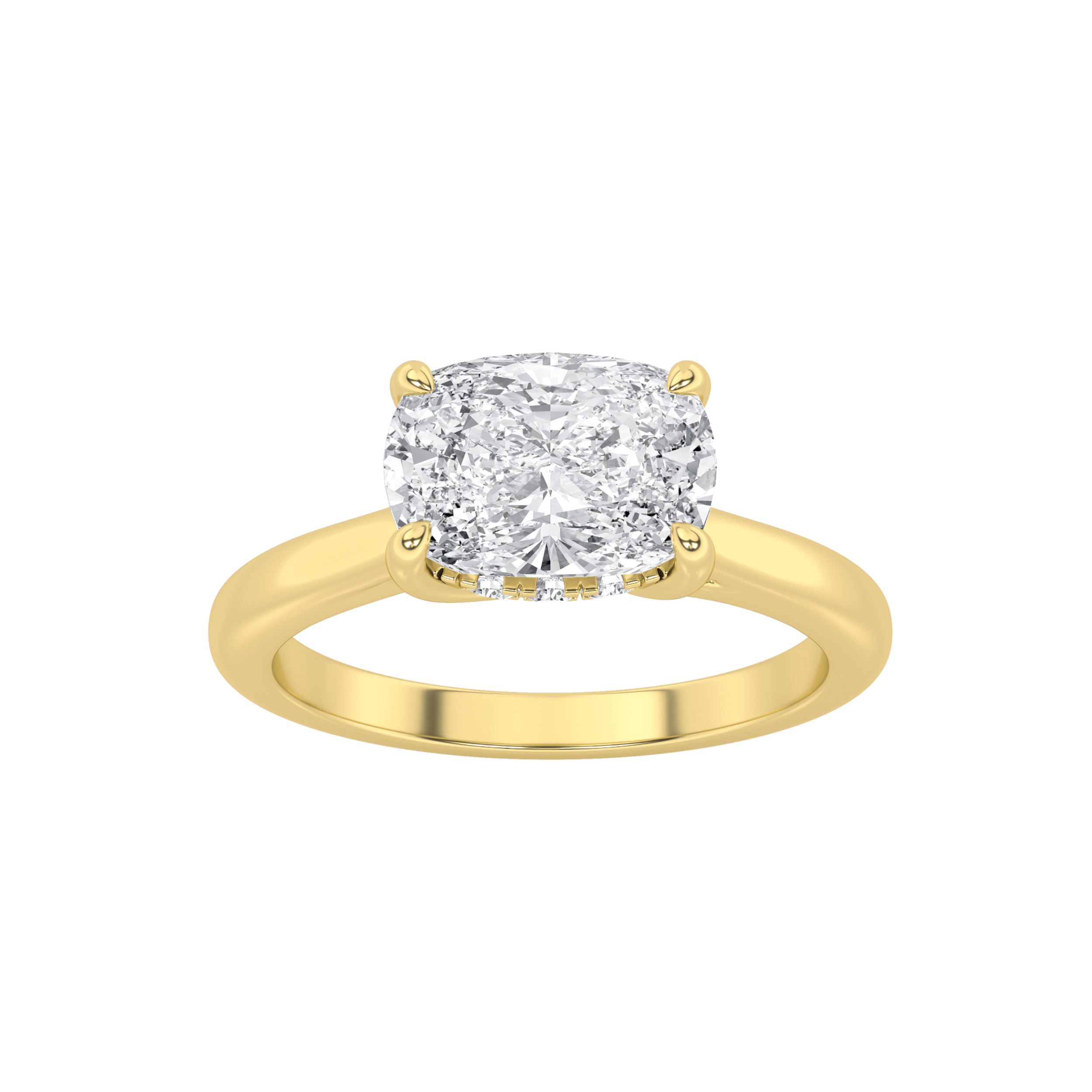 1.50 CT Cushion Diamond Ring in 14K Yellow Gold