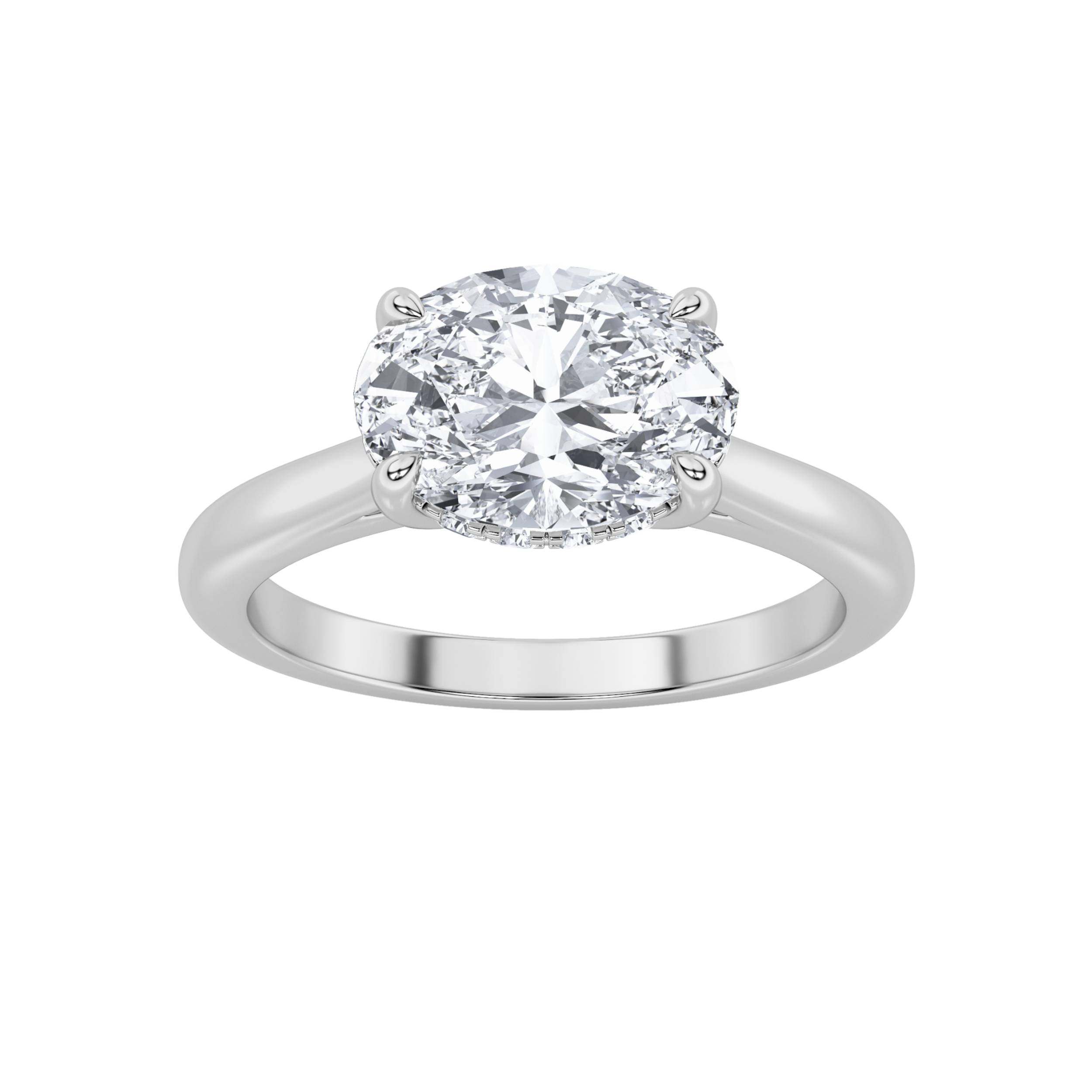 1.50 CT Oval Diamond Ring in 14K White Gold
