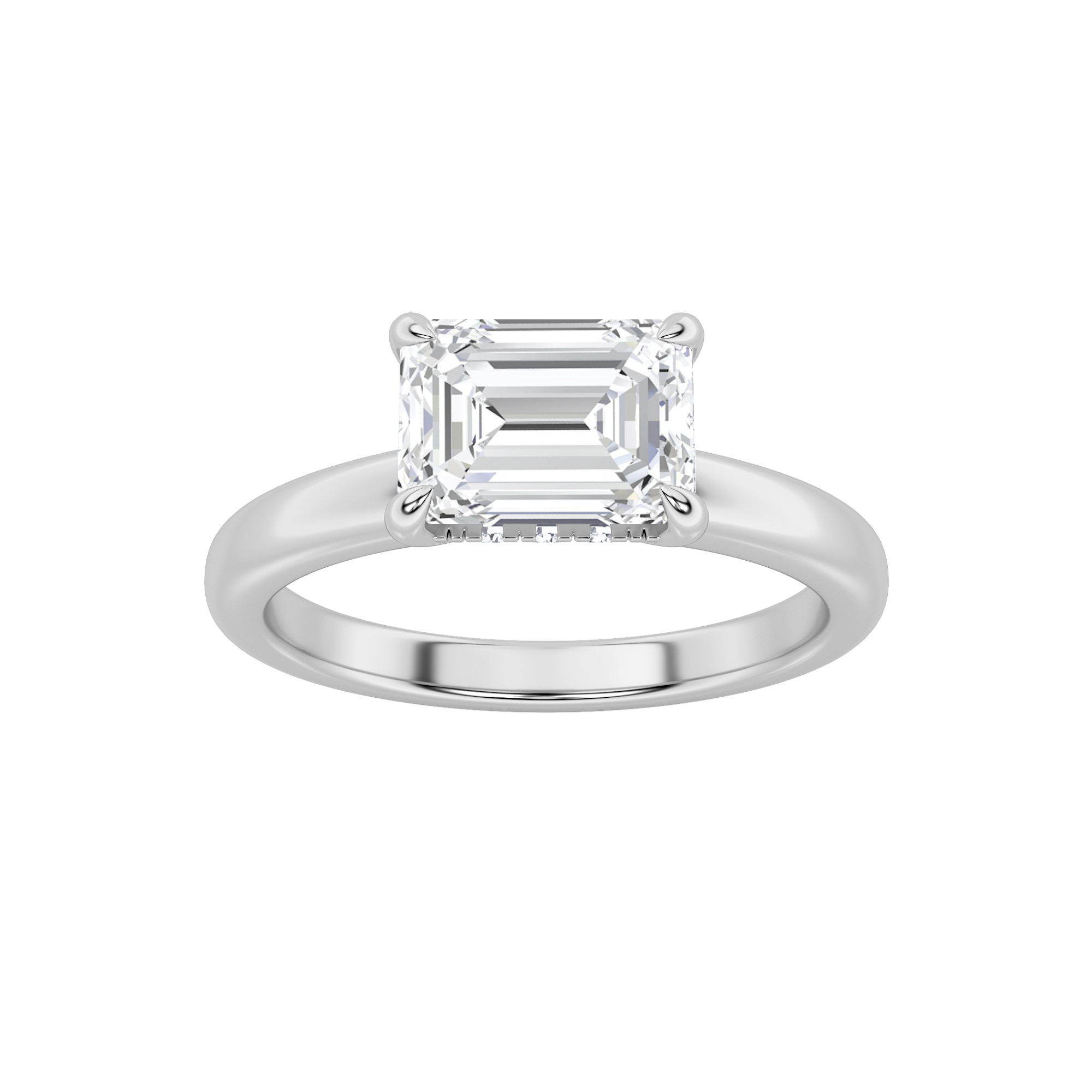 1.50 CT Emerald Diamond Ring in 14K White Gold