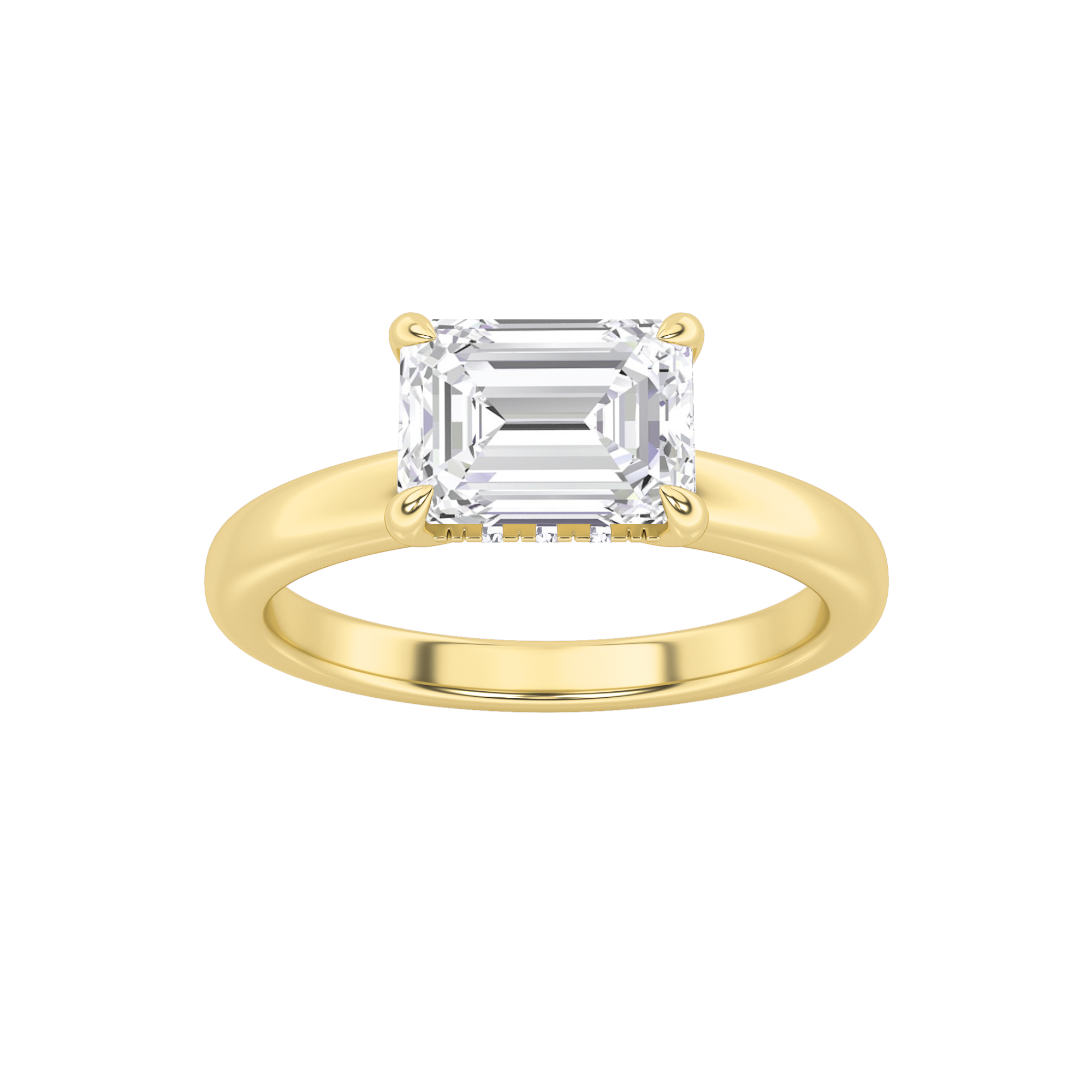 1.50 CT Emerald Diamond Ring in 14K Yellow Gold