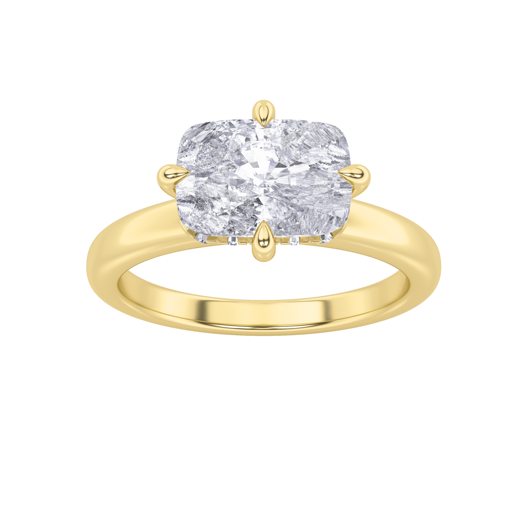 1.50 CT Cushion Diamond Ring in 14K Yellow Gold