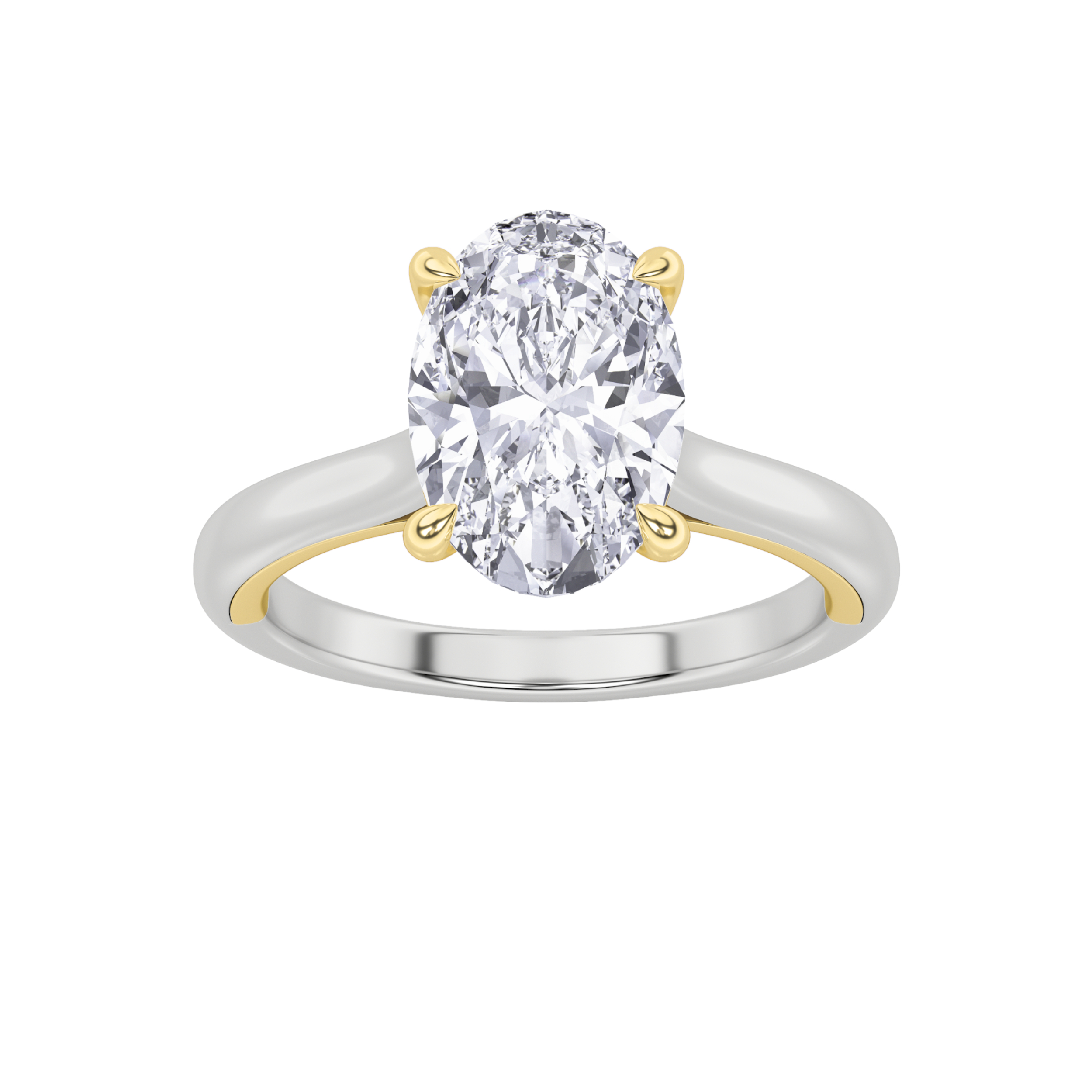 2.00 CT Oval Diamond Ring in 14K White Gold|14K Yellow Gold
