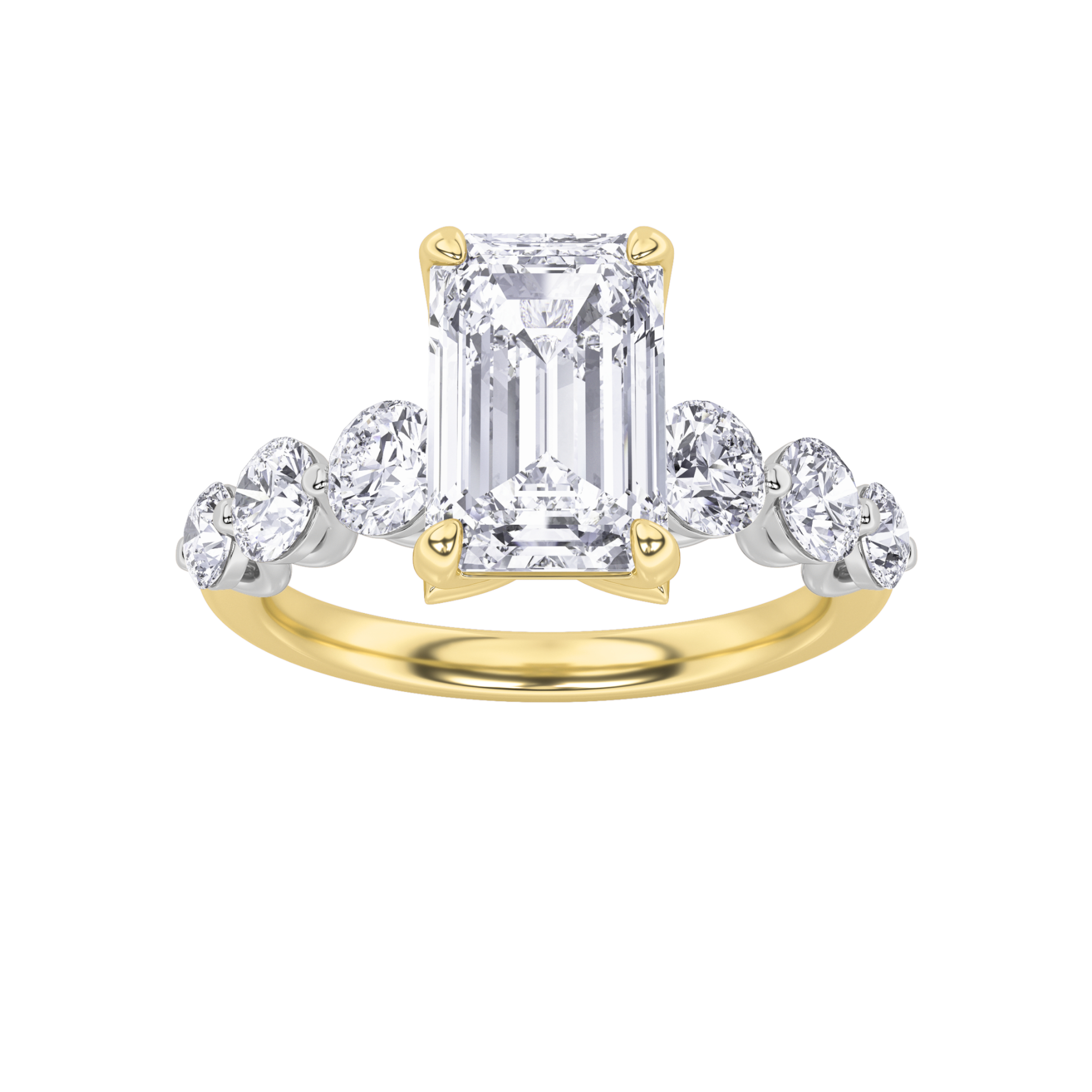 3.00 CT Emerald Diamond Ring in 14K Yellow Gold|14K White Gold