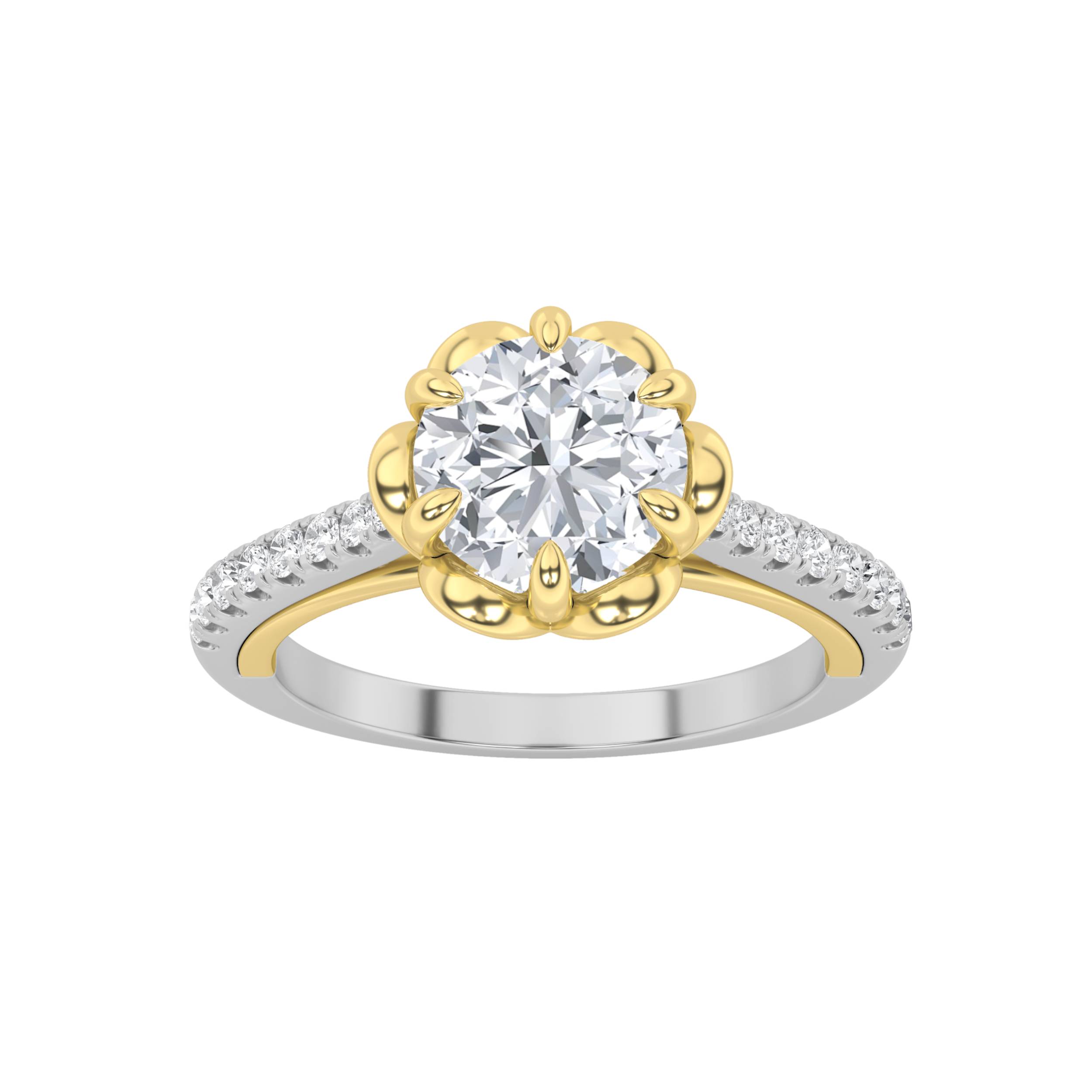 1.50 CT Round Diamond Ring in 14K White Gold|14K Yellow Gold