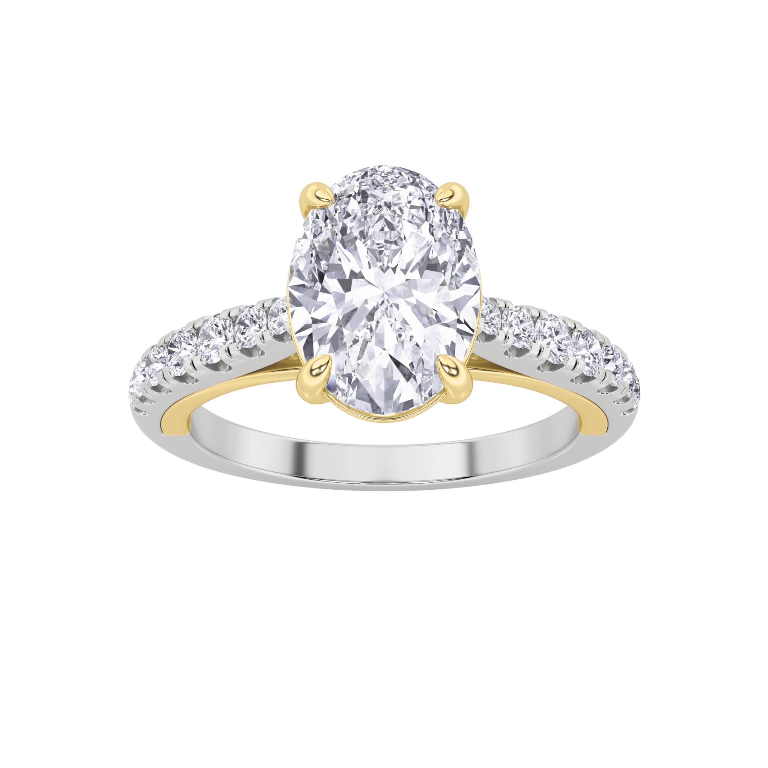 2.00 CT Oval Diamond Ring in 14K White Gold|14K Yellow Gold