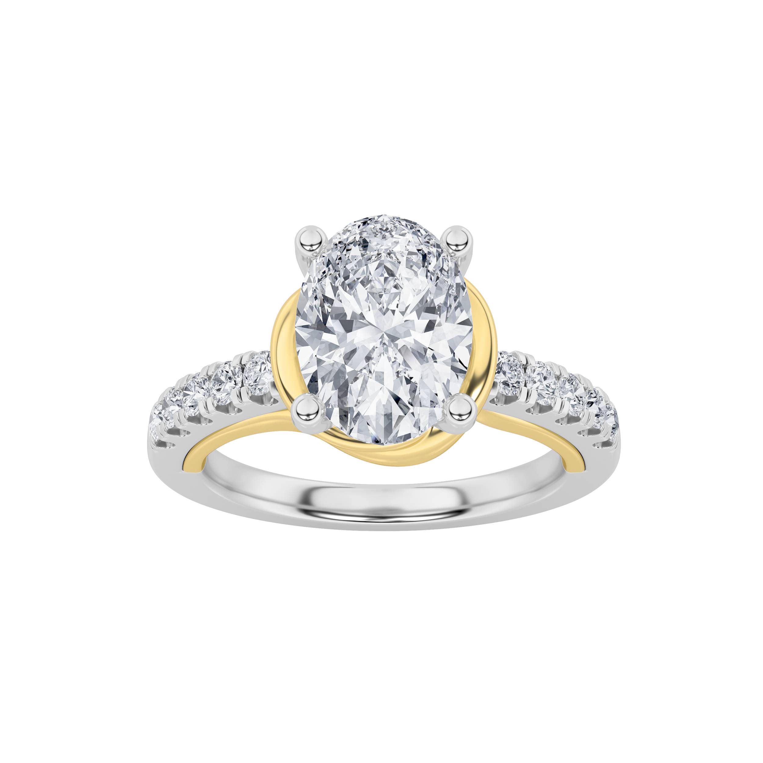2.00 CT Oval Diamond Ring in 14K White Gold|14K Yellow Gold