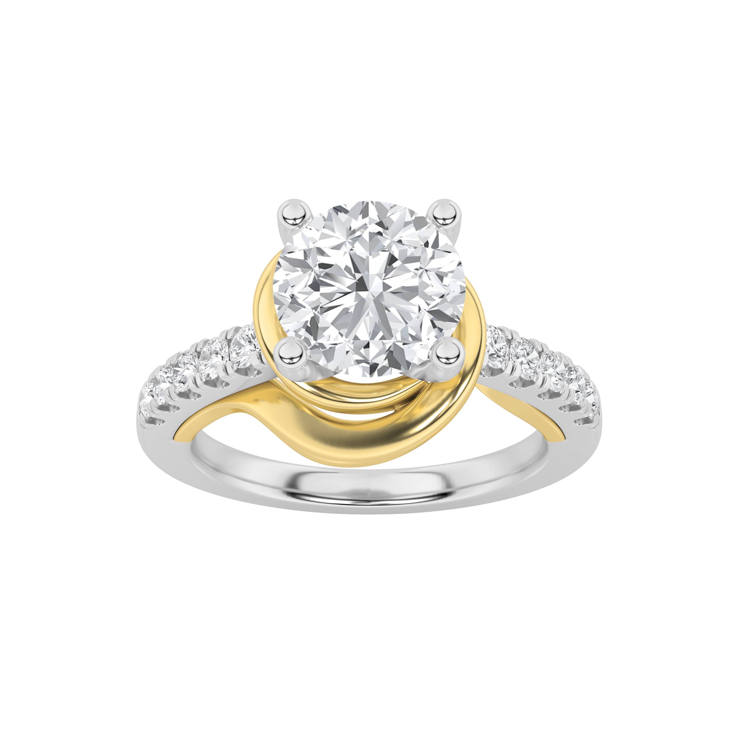2Cttw Round Shaped Lab Grown Diamond (F/VS) Ring in 14K Gold