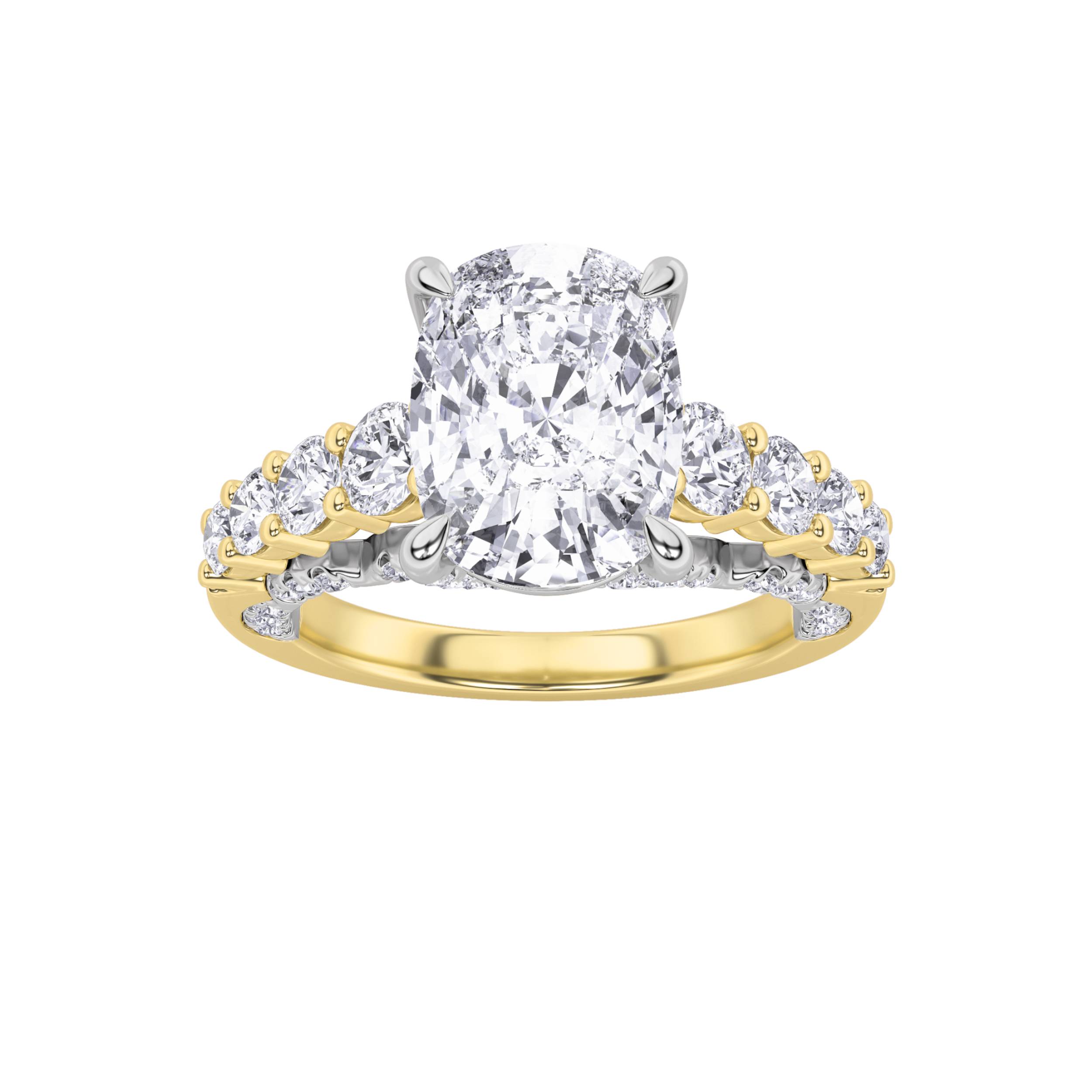4.00 CT Cushion Diamond Ring in 14K Yellow Gold|14K White Gold