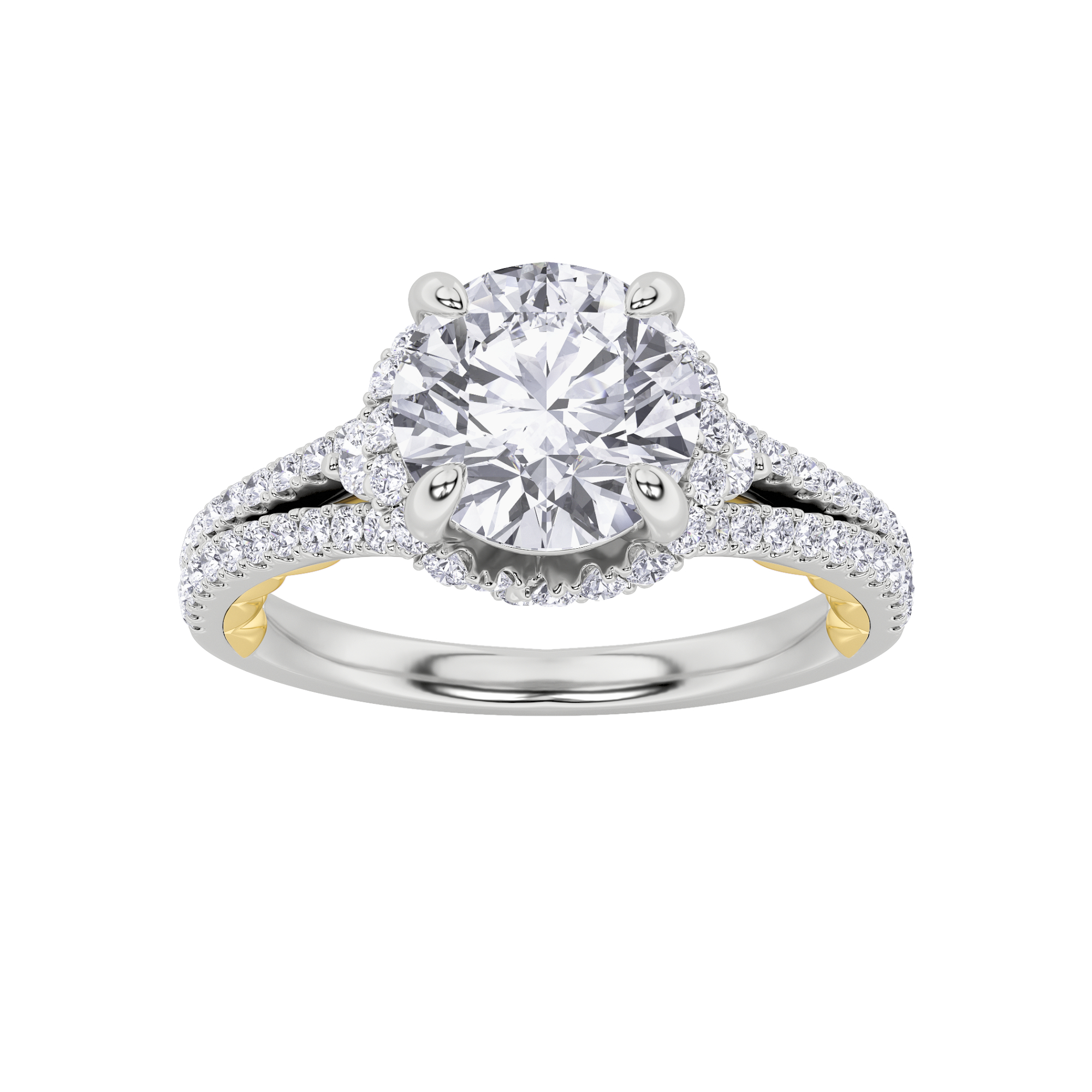 2.00 CT Round Diamond Ring in 14K White Gold|14K Yellow Gold