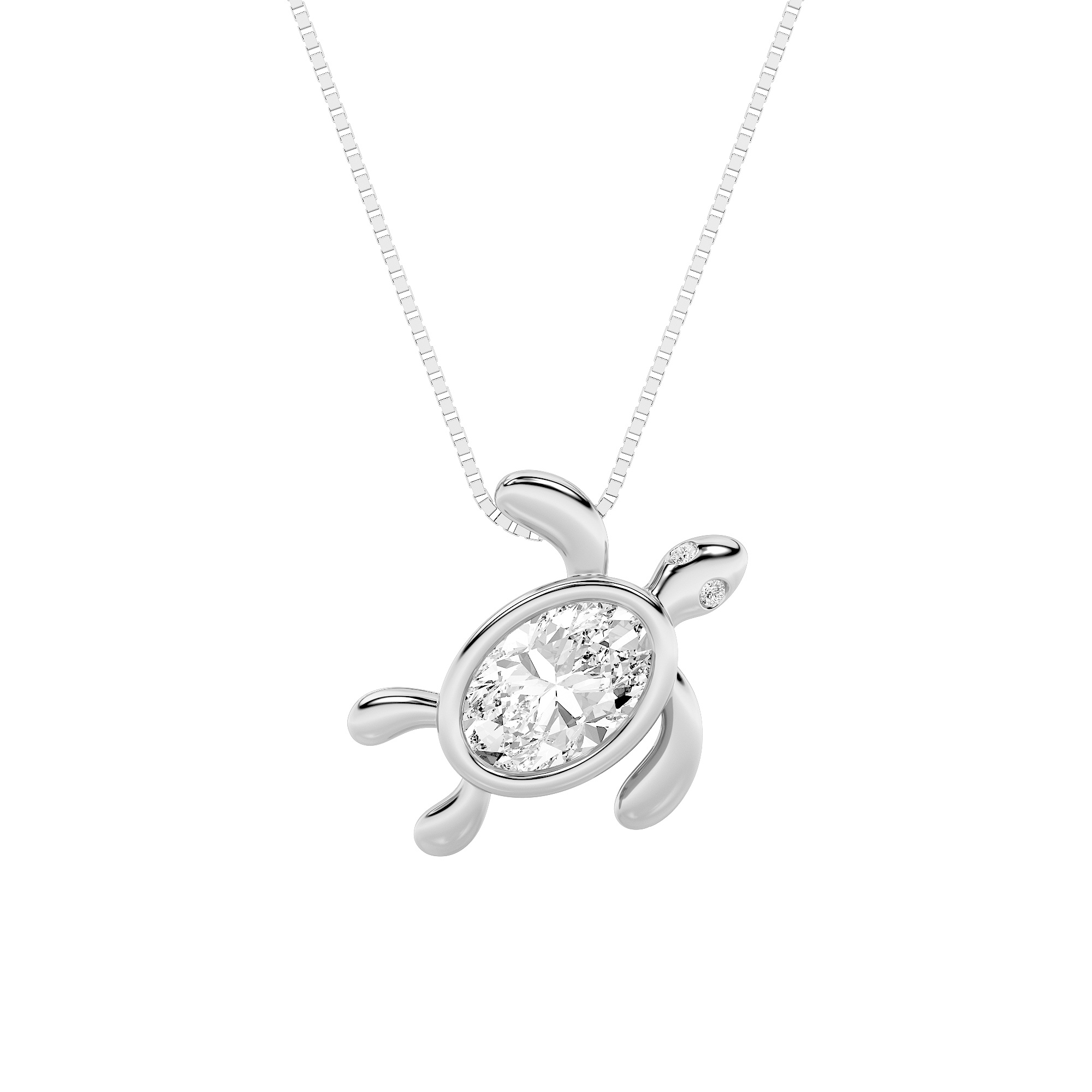 1.50 CT Oval Diamond Necklace in 14K White Gold