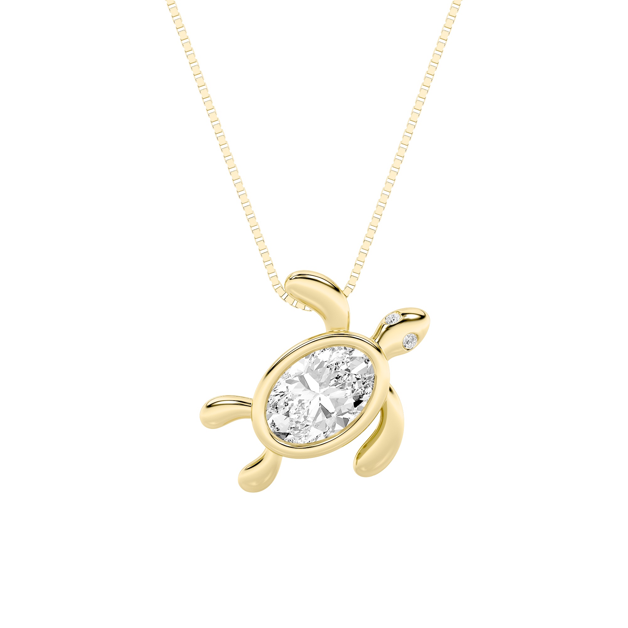 1.50 CT Oval Diamond Necklace in 14K Yellow Gold
