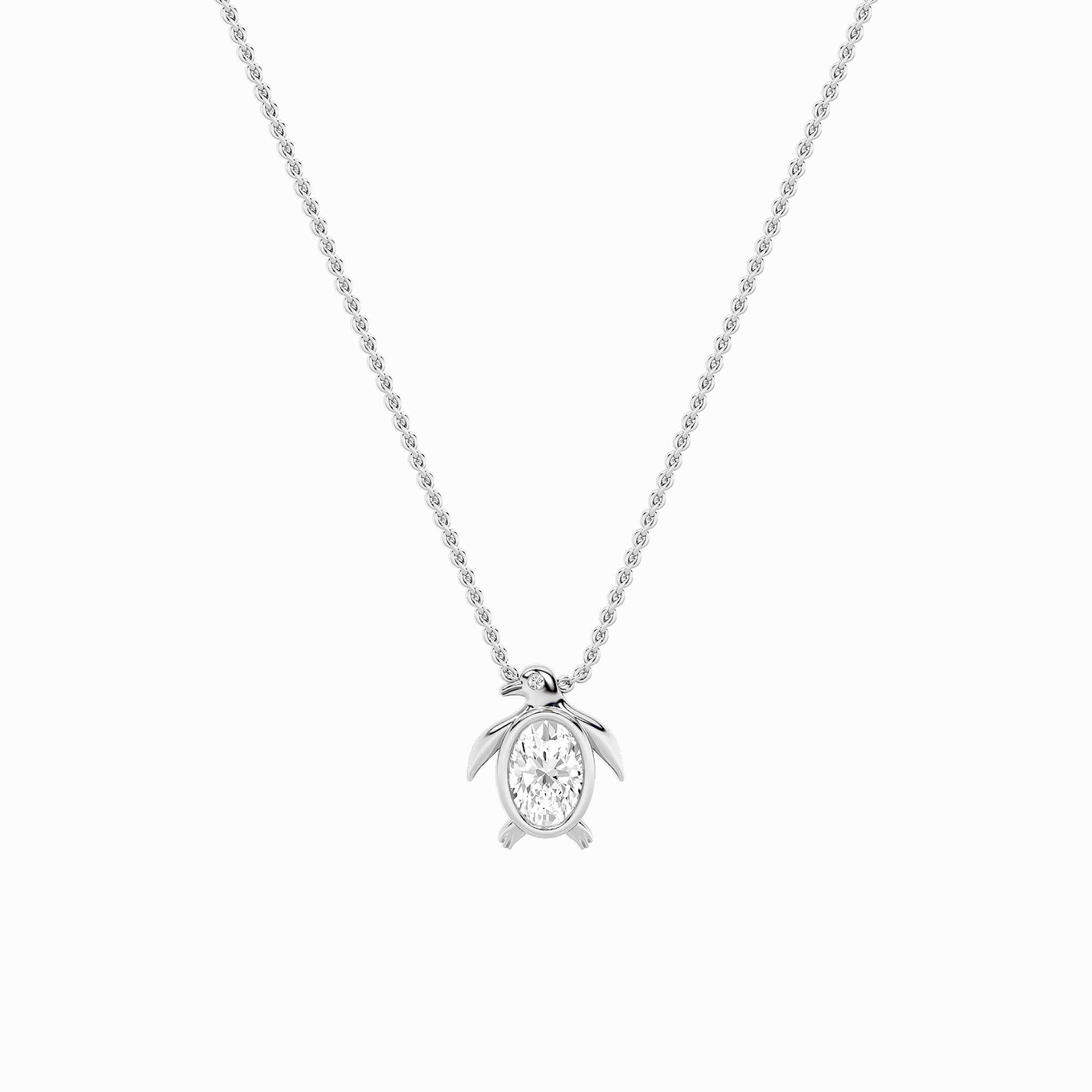 1.00 CT Oval Diamond Necklace in 14K White Gold