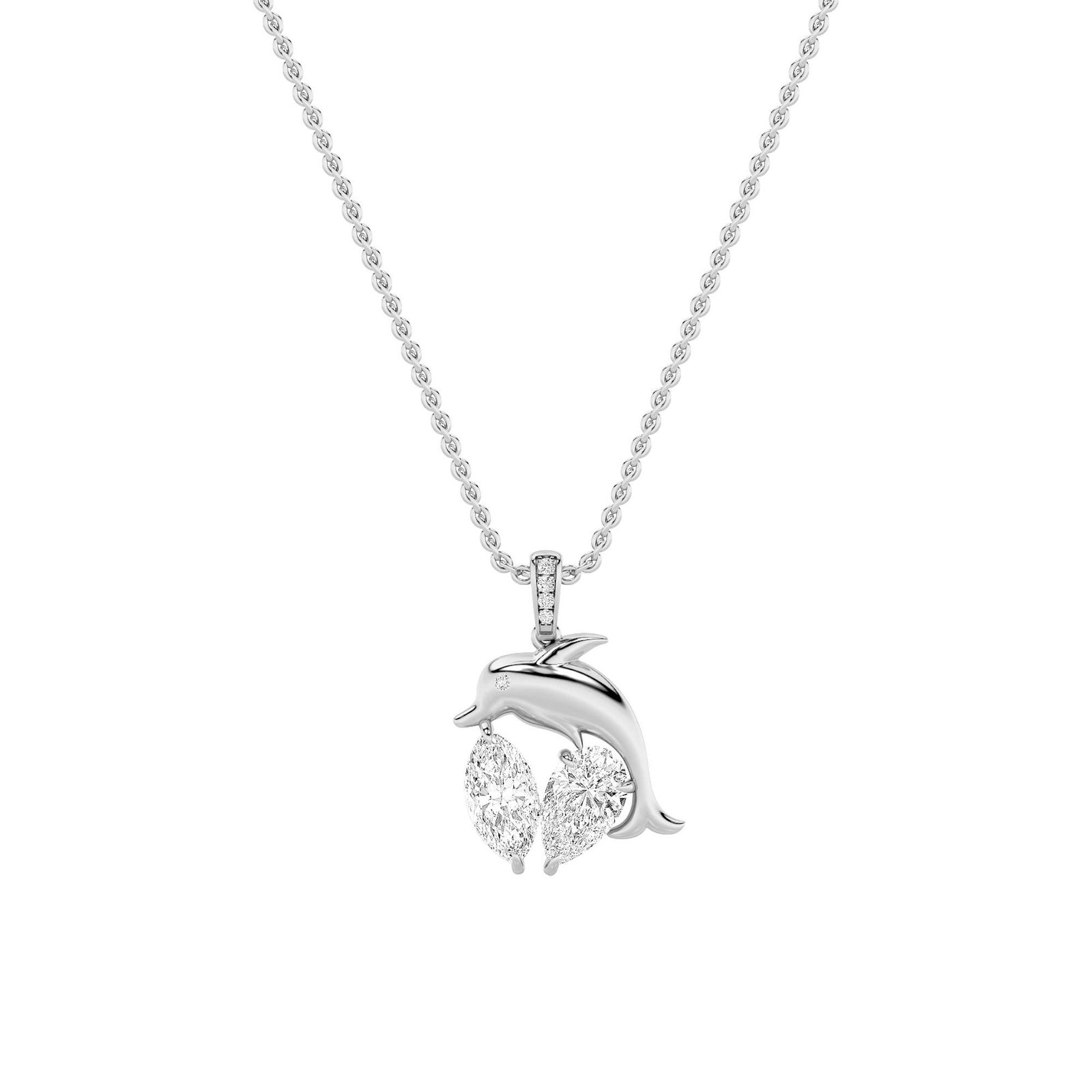 0.00 CT Diamond Necklace in 14K White Gold / 14K Yellow Gold