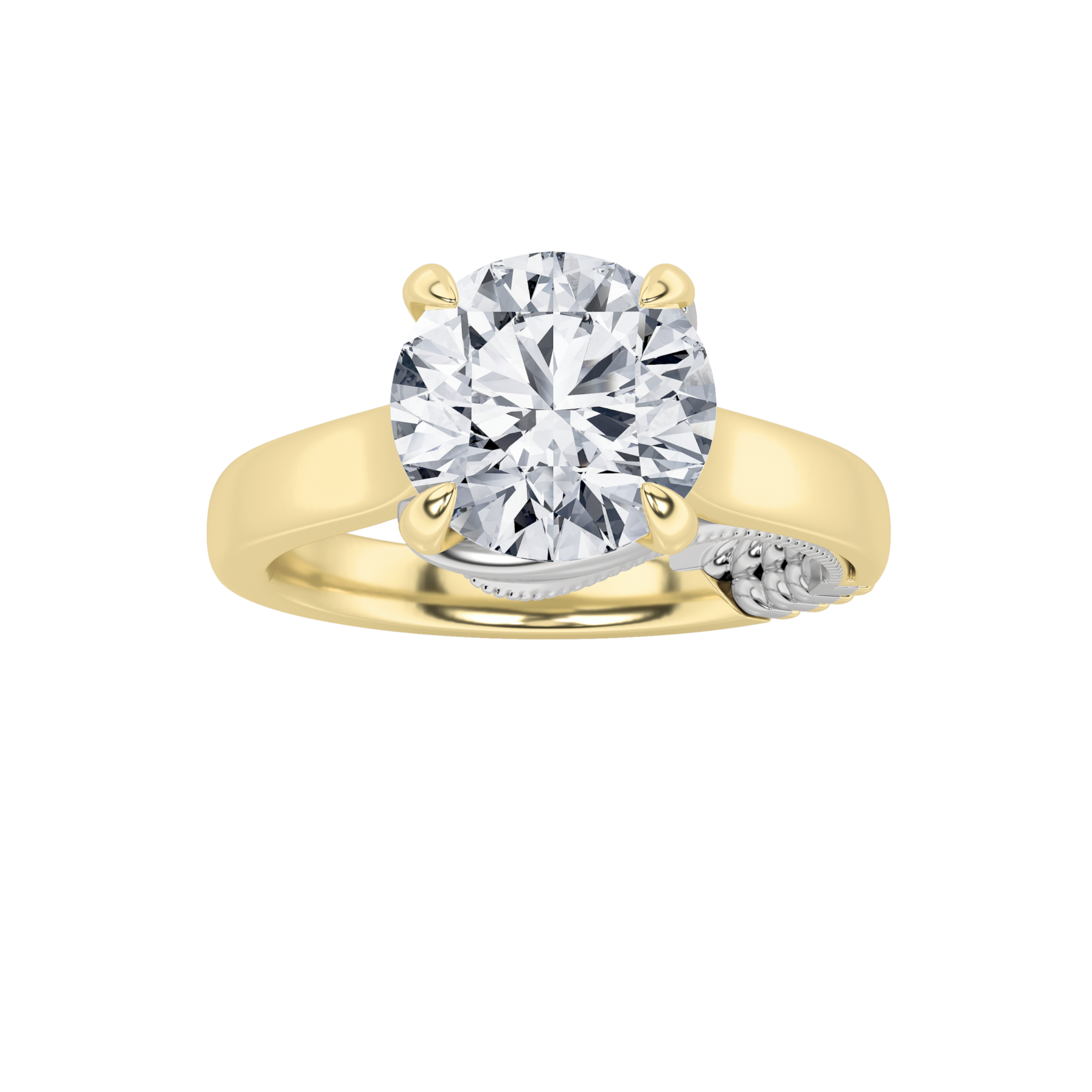 2.00 CT Round Diamond Ring in 14K Yellow Gold|14K White Gold