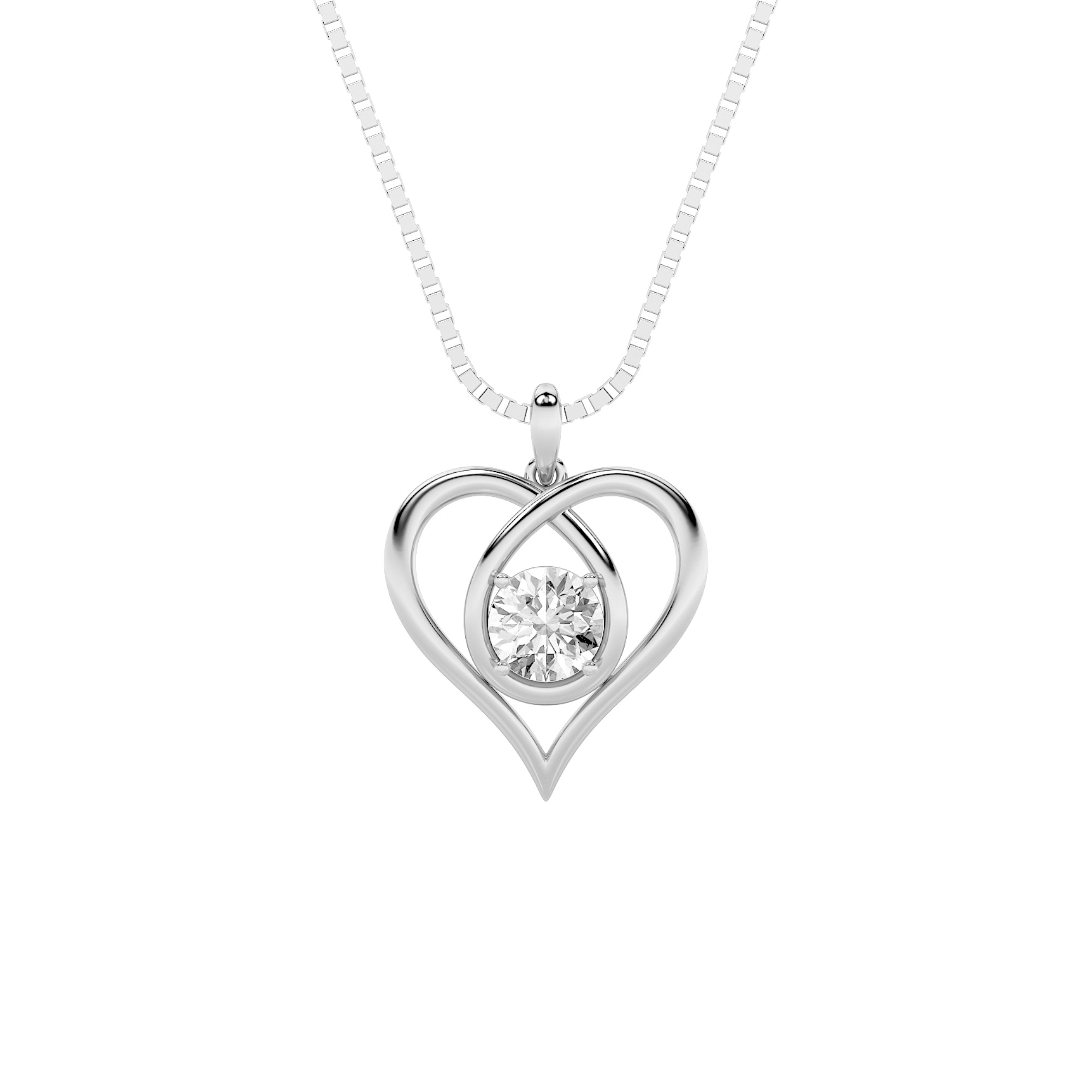 1.50 CT Round Diamond Necklace in 14K White Gold