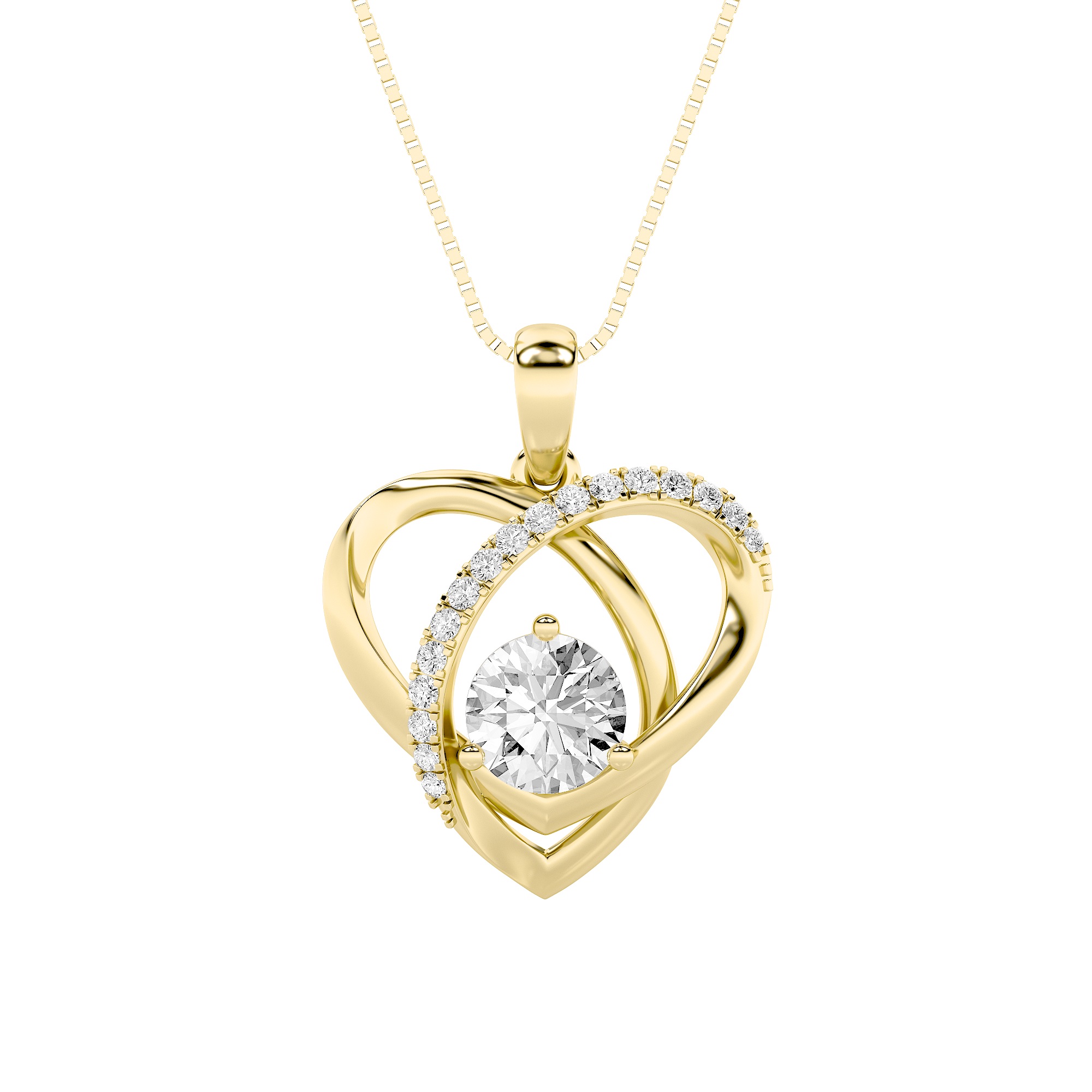 1.50 CT Round Diamond Necklace in 14K Yellow Gold