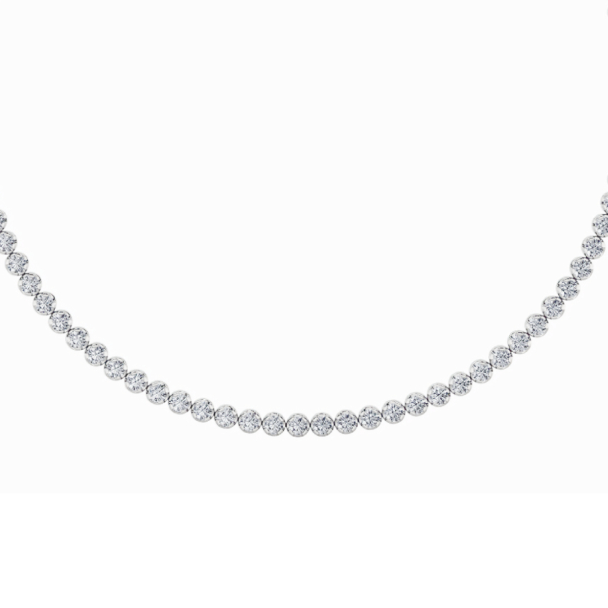 15.00 CT Round Diamond Necklace in 14K White Gold