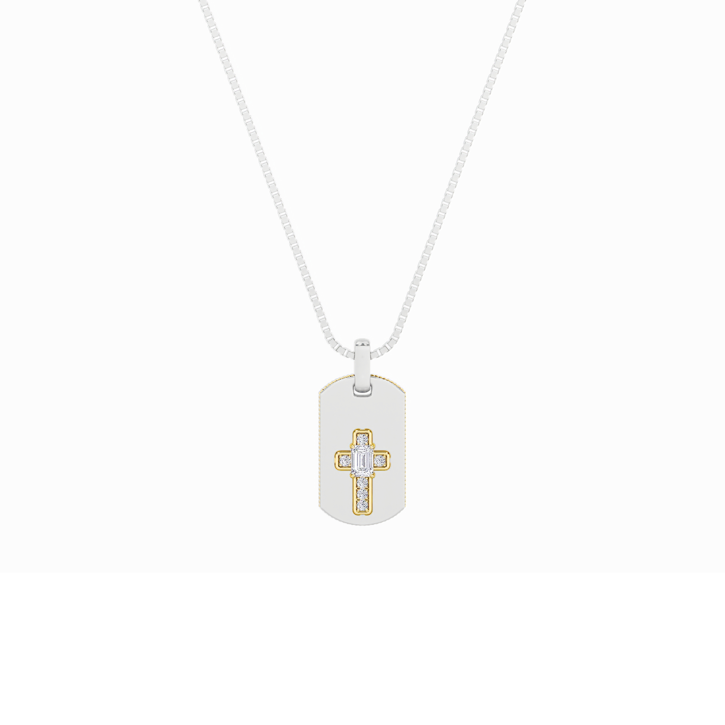 1.00 CT Emerald Diamond Necklace in 14K White Gold|14K Yellow Gold