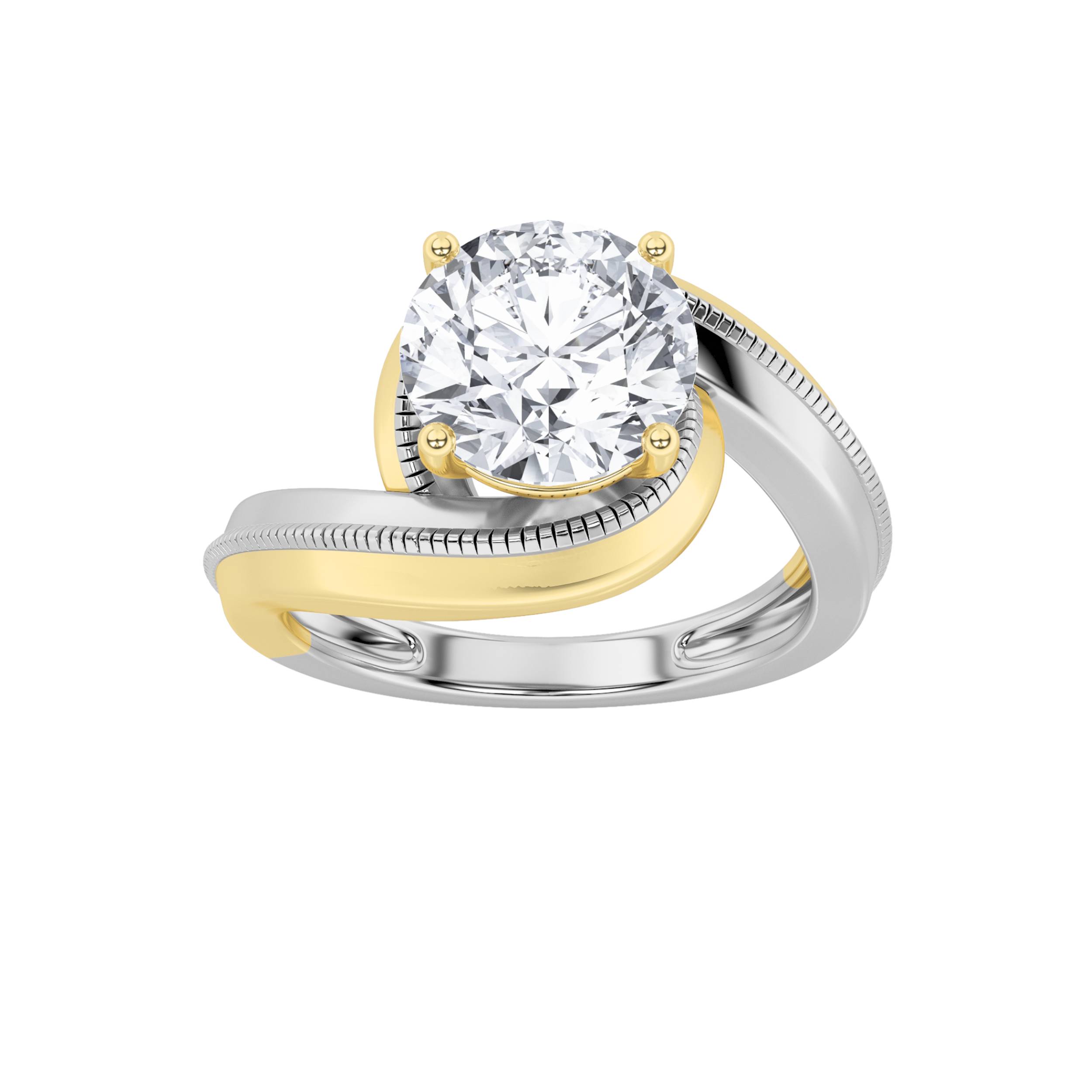 2.00 CT Round Diamond Ring in 14K White Gold|14K Yellow Gold