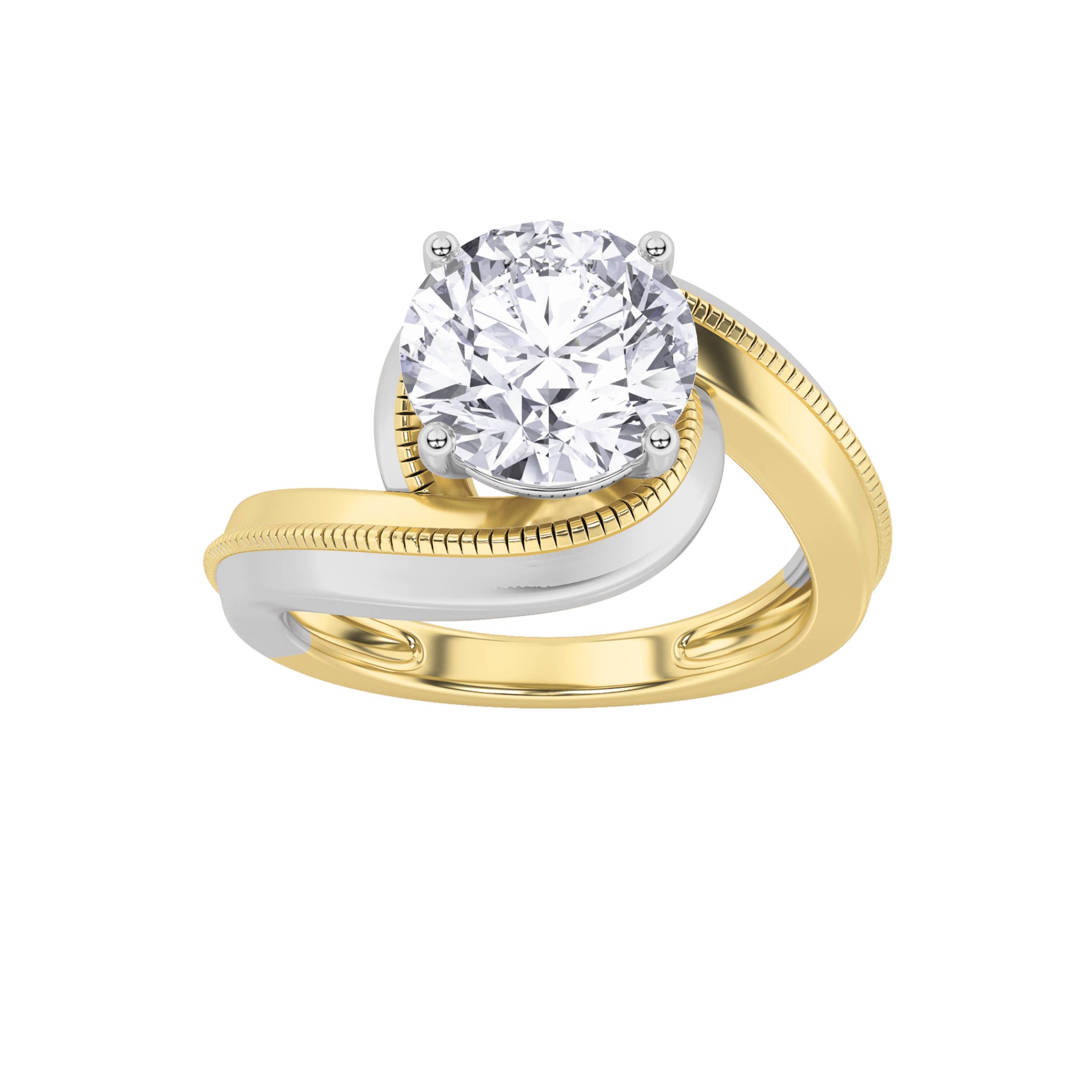 2.00 CT Round Diamond Ring in 14K Yellow Gold|14K White Gold