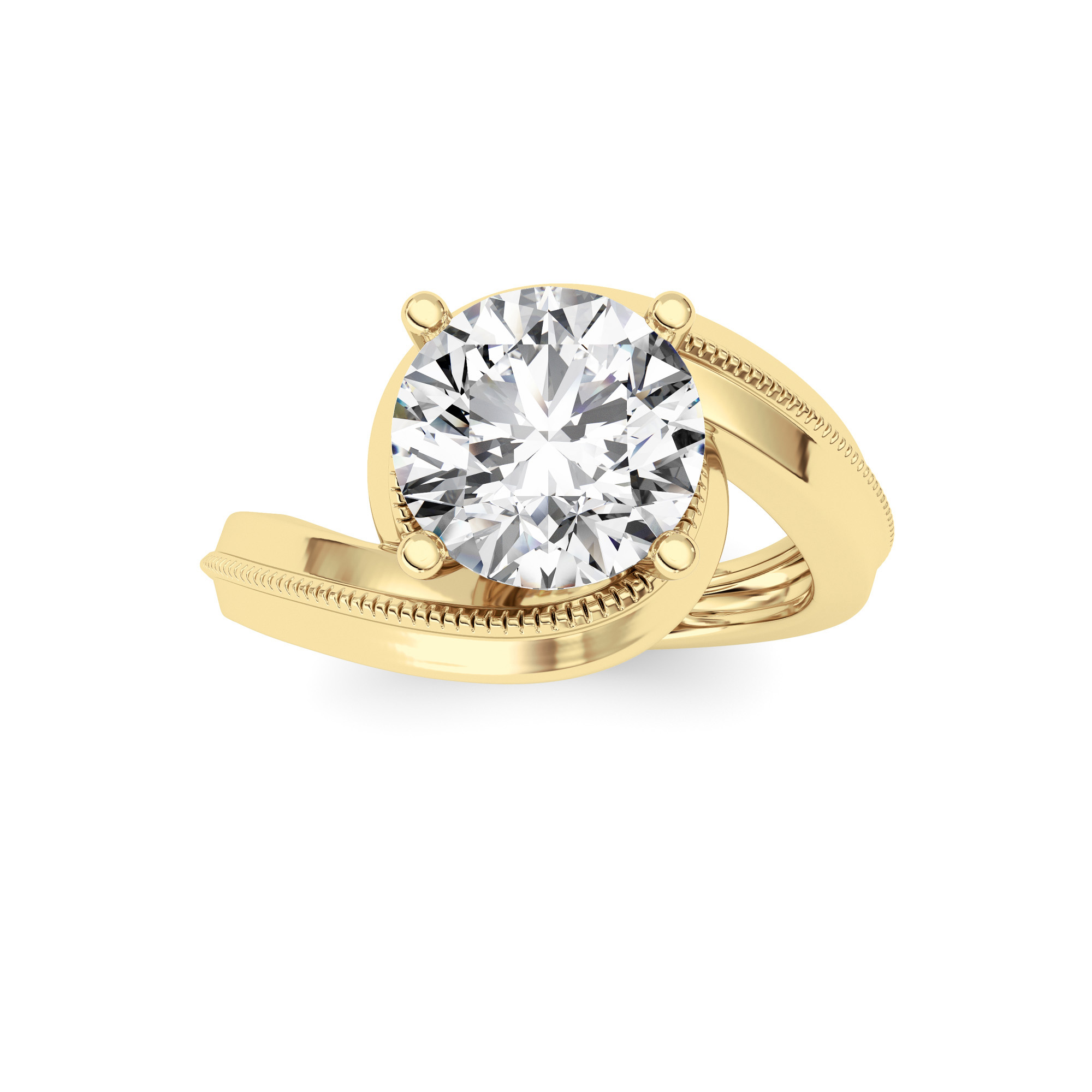2.50 CT Round Diamond Ring in 14K Yellow Gold