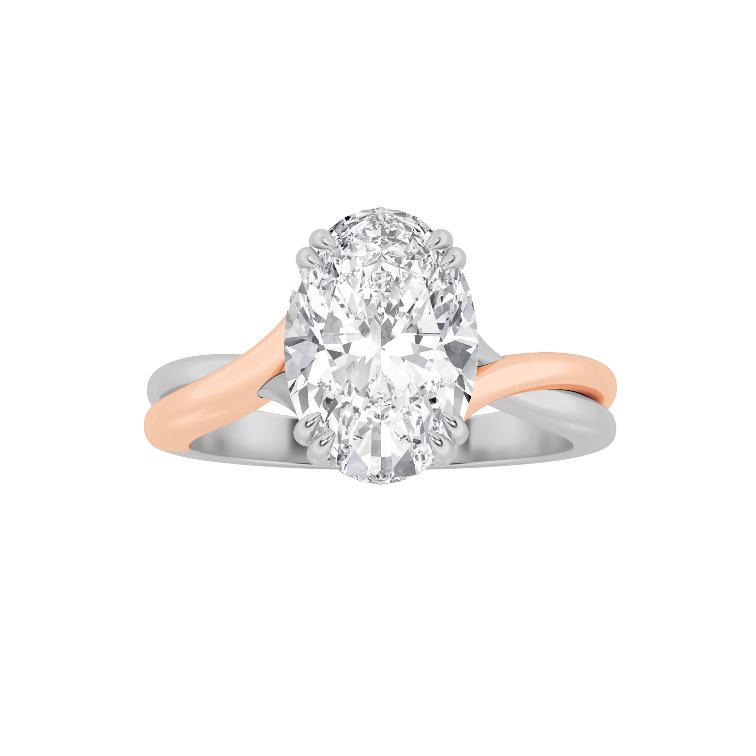 2.00 CT Oval Diamond Ring in 14K White Gold|14K Rose Gold