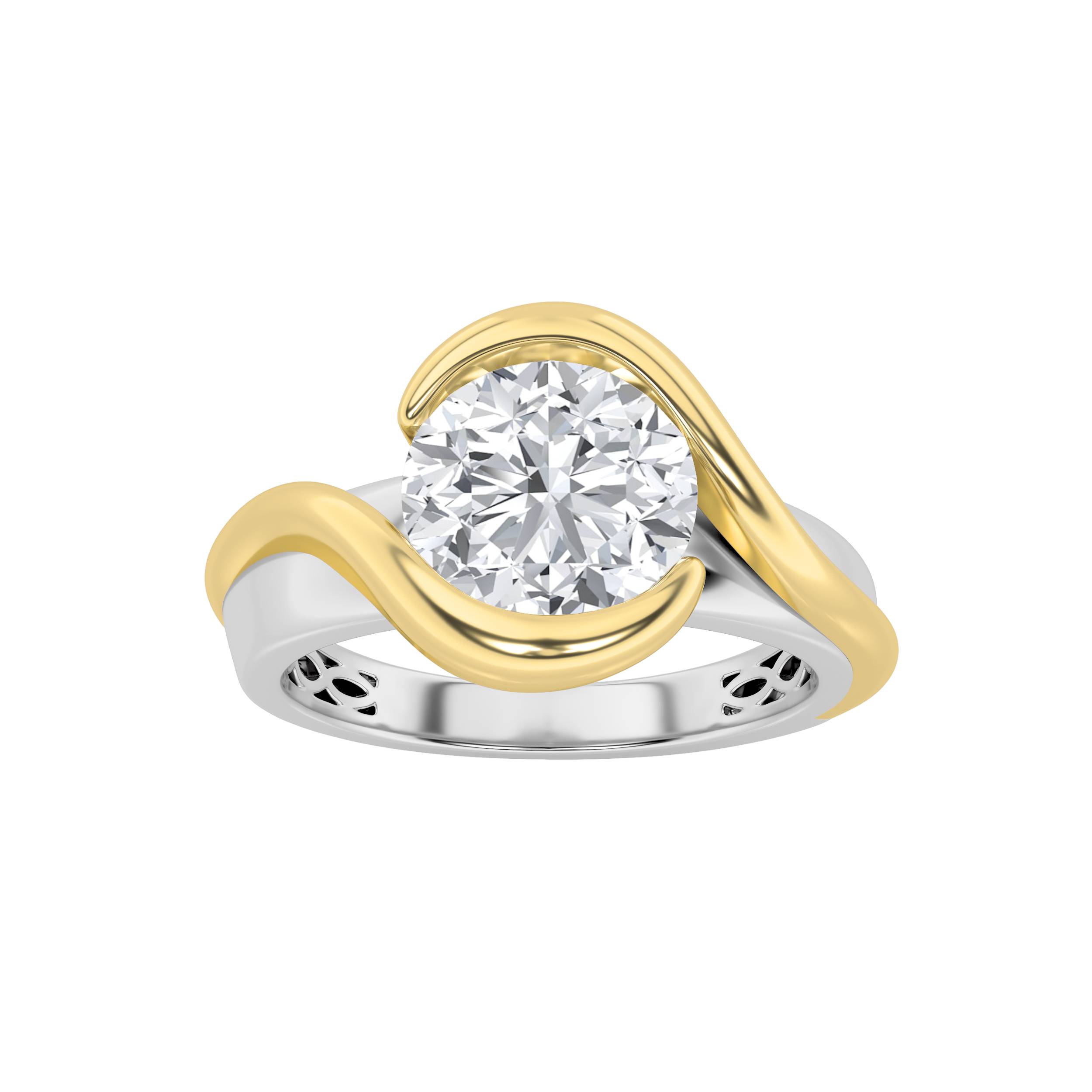 2.00 CT Round Diamond Ring in 14K White Gold|14K Yellow Gold