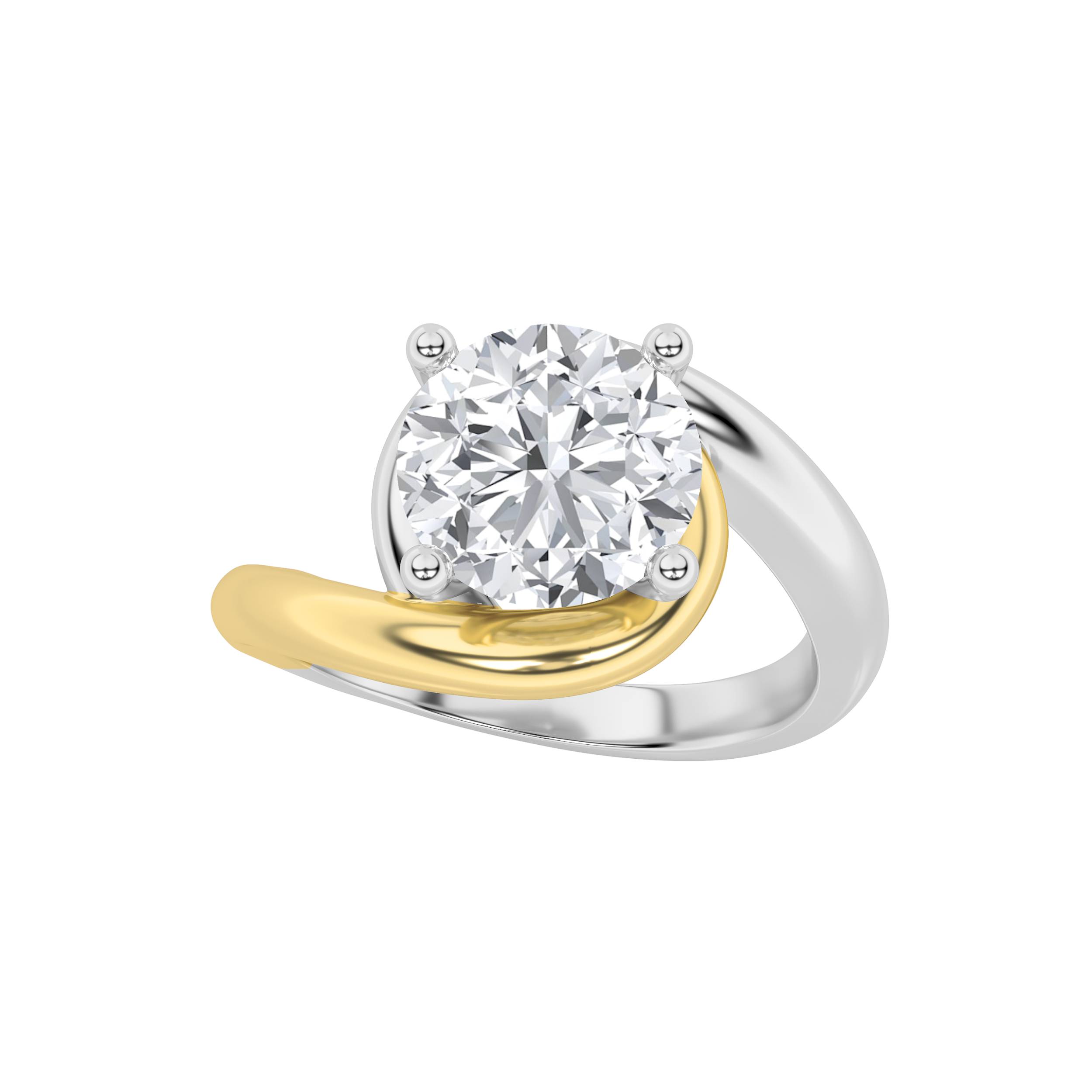 2.00 CT Round Diamond Ring in 14K White Gold|14K Yellow Gold