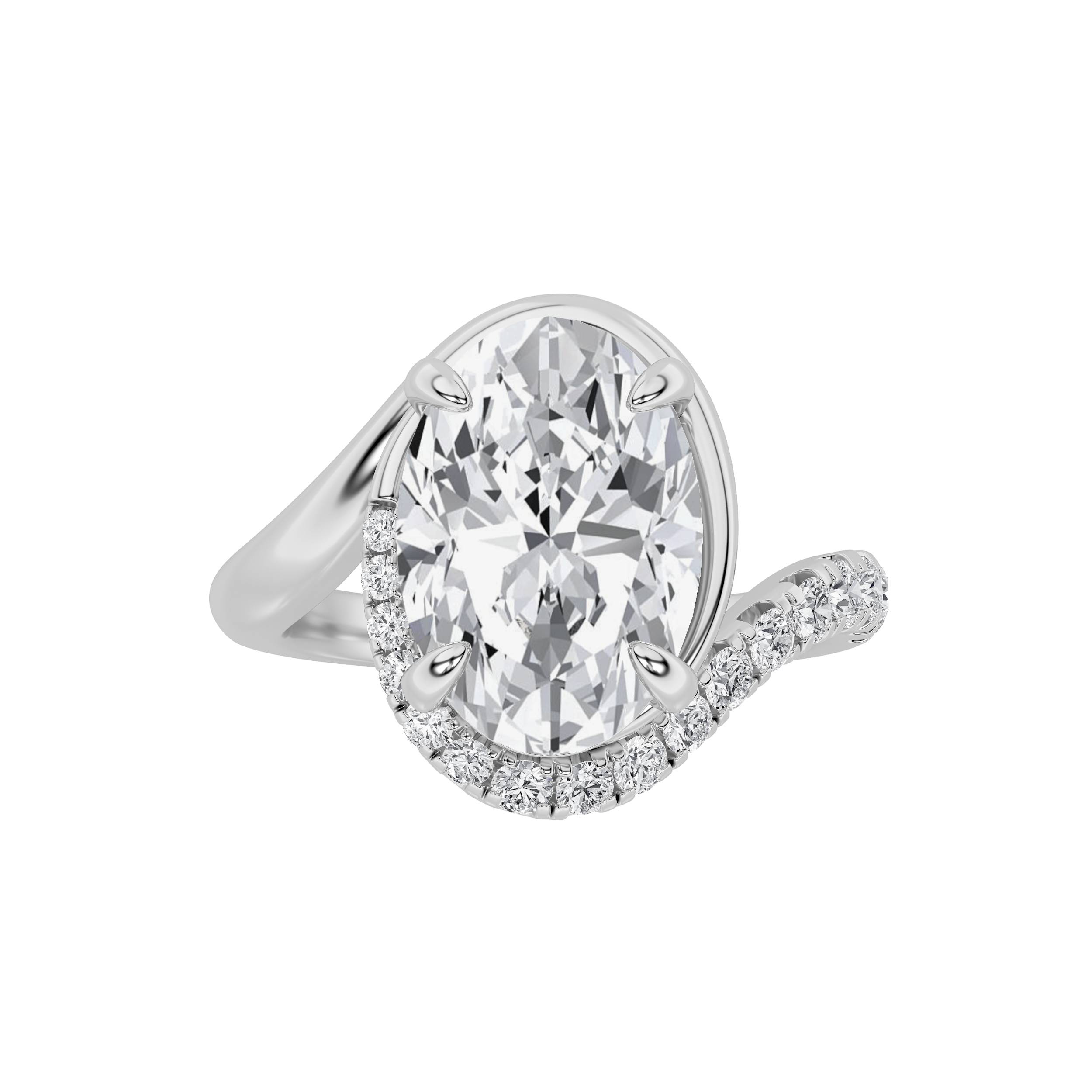3.00 CT Oval Diamond Ring in 14K White Gold