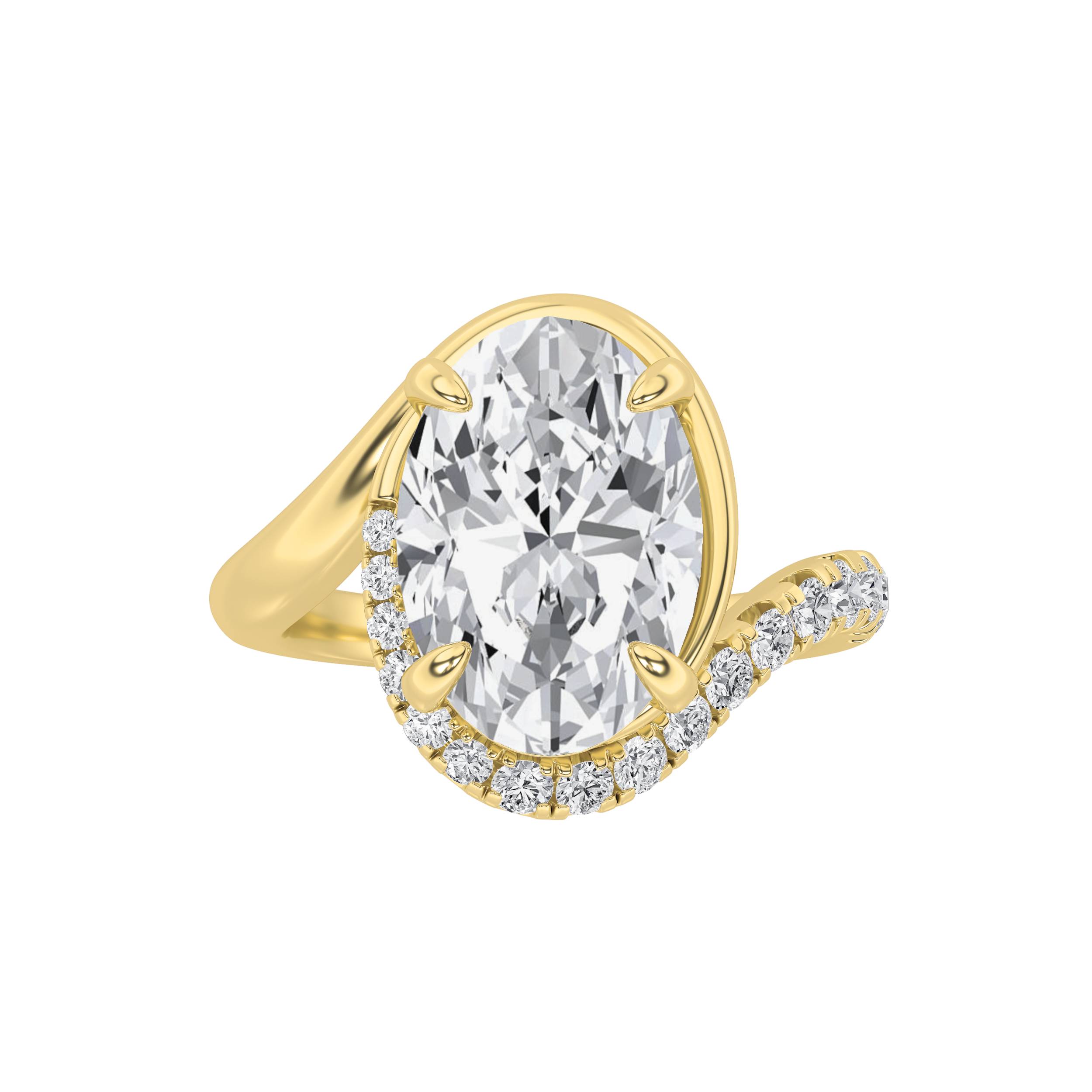 3.00 CT Oval Diamond Ring in 14K Yellow Gold